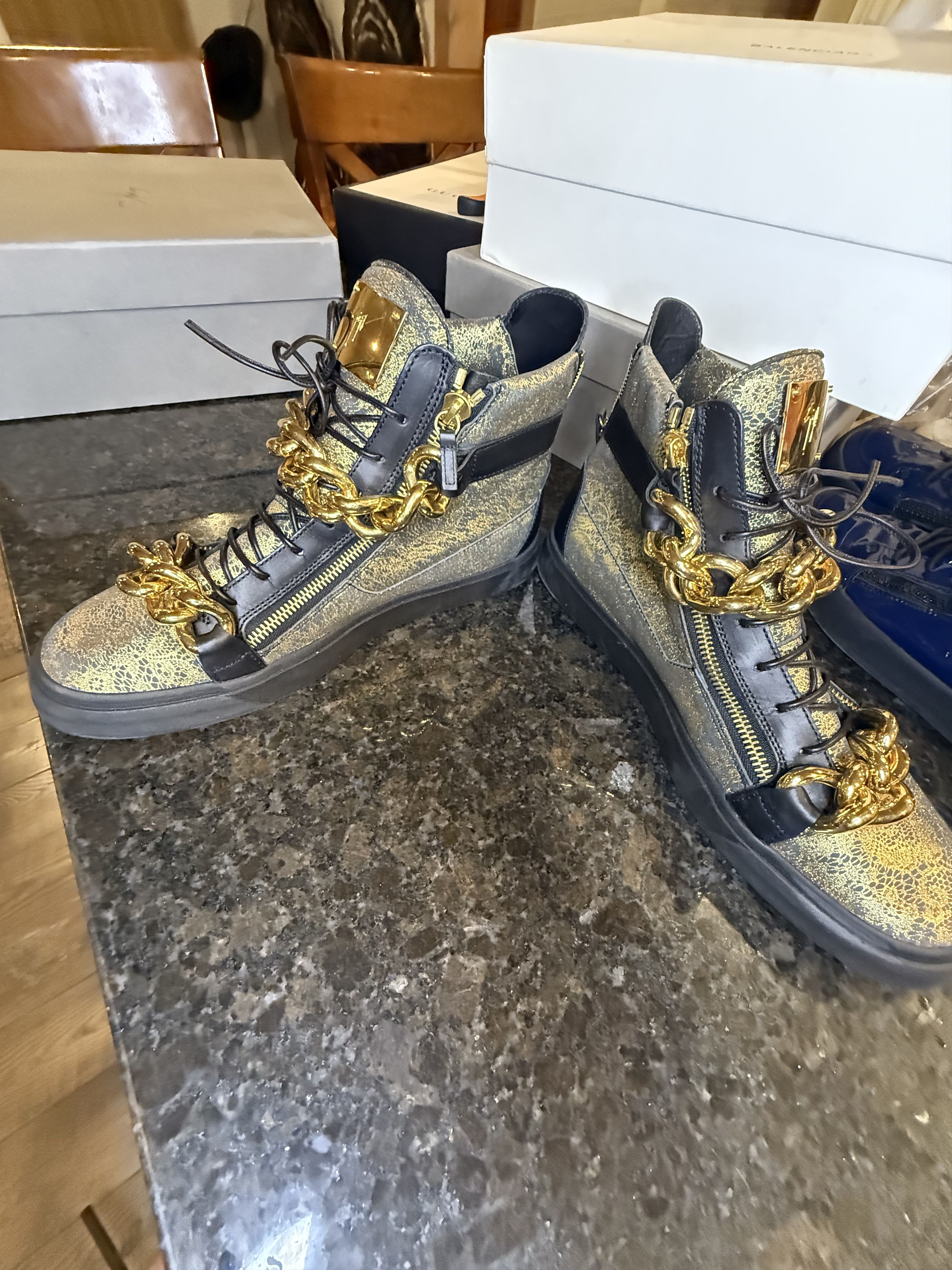 Giuseppe Zanotti BLK/GLD chain Giuseppe sneakers Size US 15 / EU 48 - 3 Thumbnail