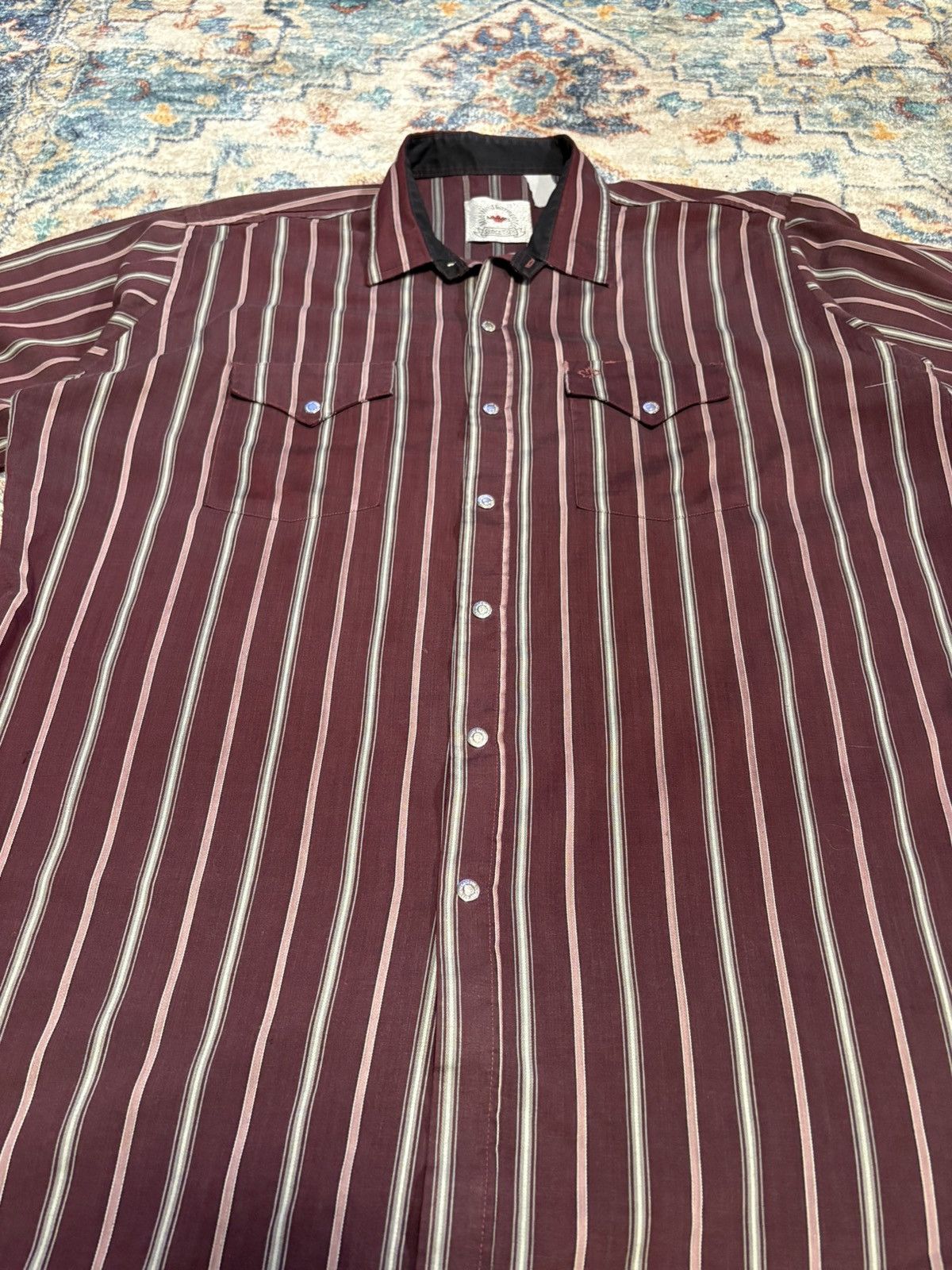 Vintage Vintage 80s MWG Striped Snap-up Button-up Short Sleeve Shity Size US XXL / EU 58 / 5 - 4 Thumbnail
