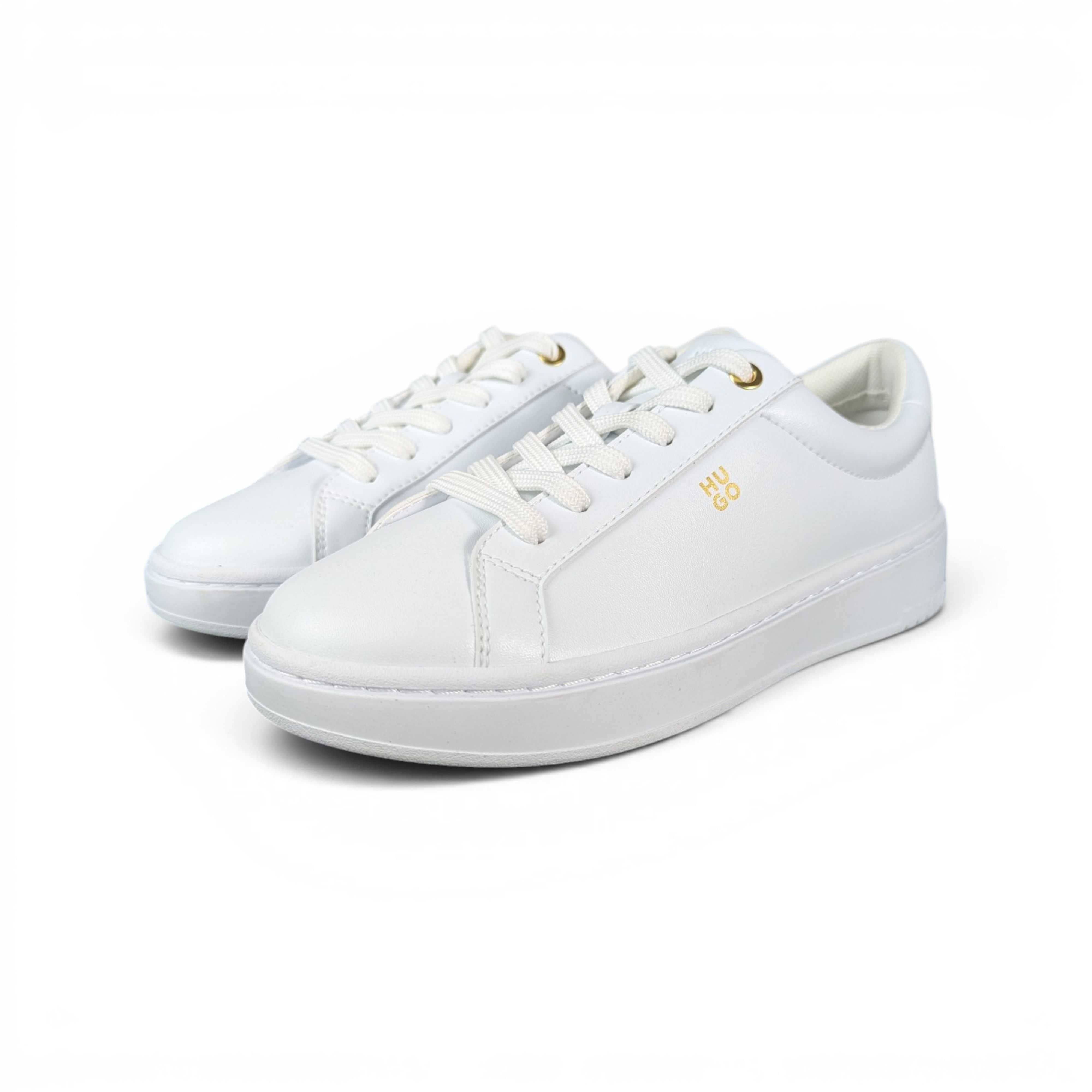 Hugo Boss HUGO NOSS WHITE LEATHER SNEAKERS Size US 7 / IT 37 - 1 Thumbnail