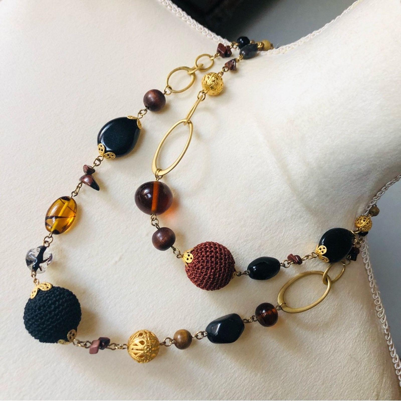 Vintage Vintage 80s double strand matte gold tone necklace Size ONE SIZE - 1 Thumbnail
