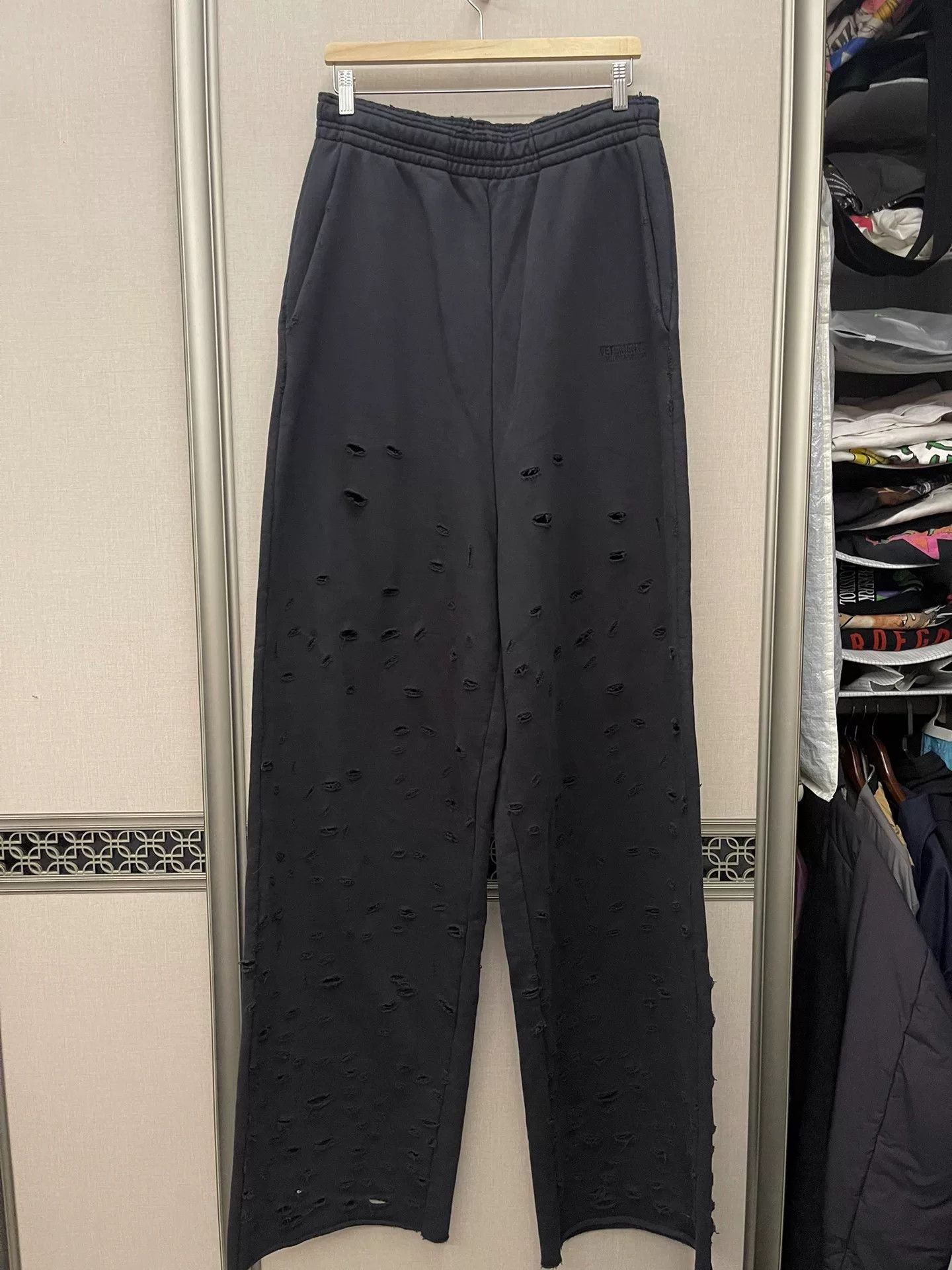 Vetements Wormhole Distressed Wide-Leg Pants