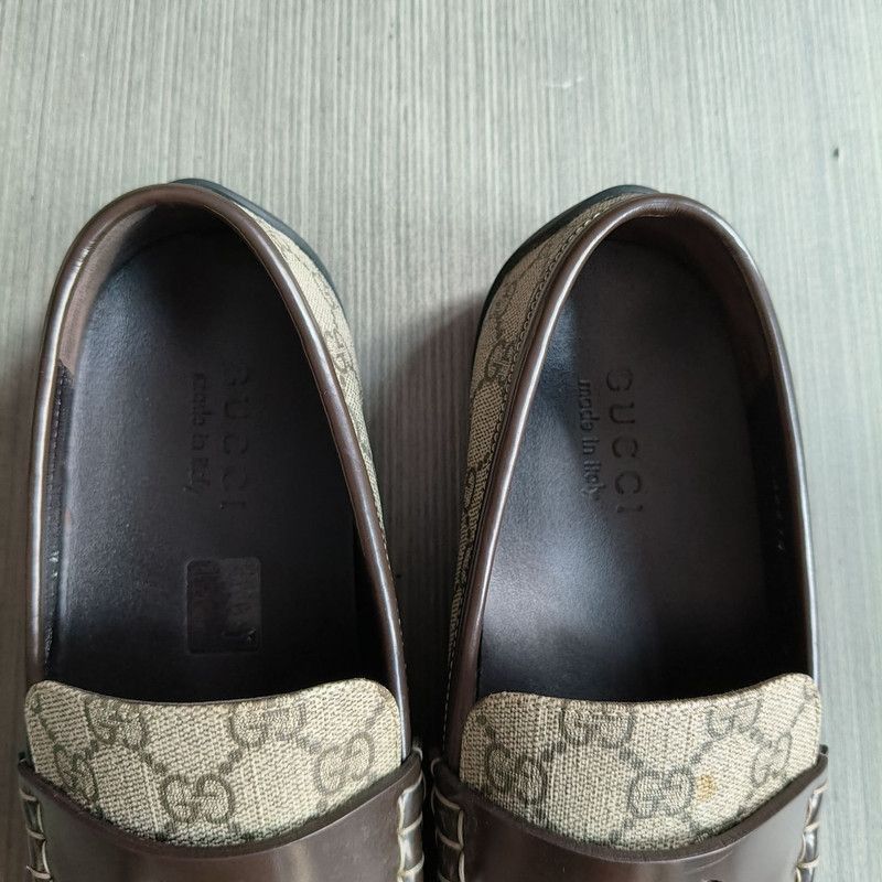 Gucci Beige Brown GG Canvas Moccasin Driver -