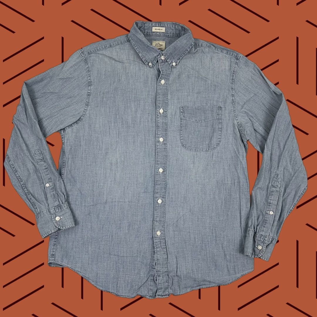 J.Crew J.CREW Shirt Mens M Blue Cotton Button-Up Solid Breathable Easy Care Pockets Business Casual Formal Travel Workwear Classic Outdoor Size US M / EU 48-50 / 2 - 1 Thumbnail