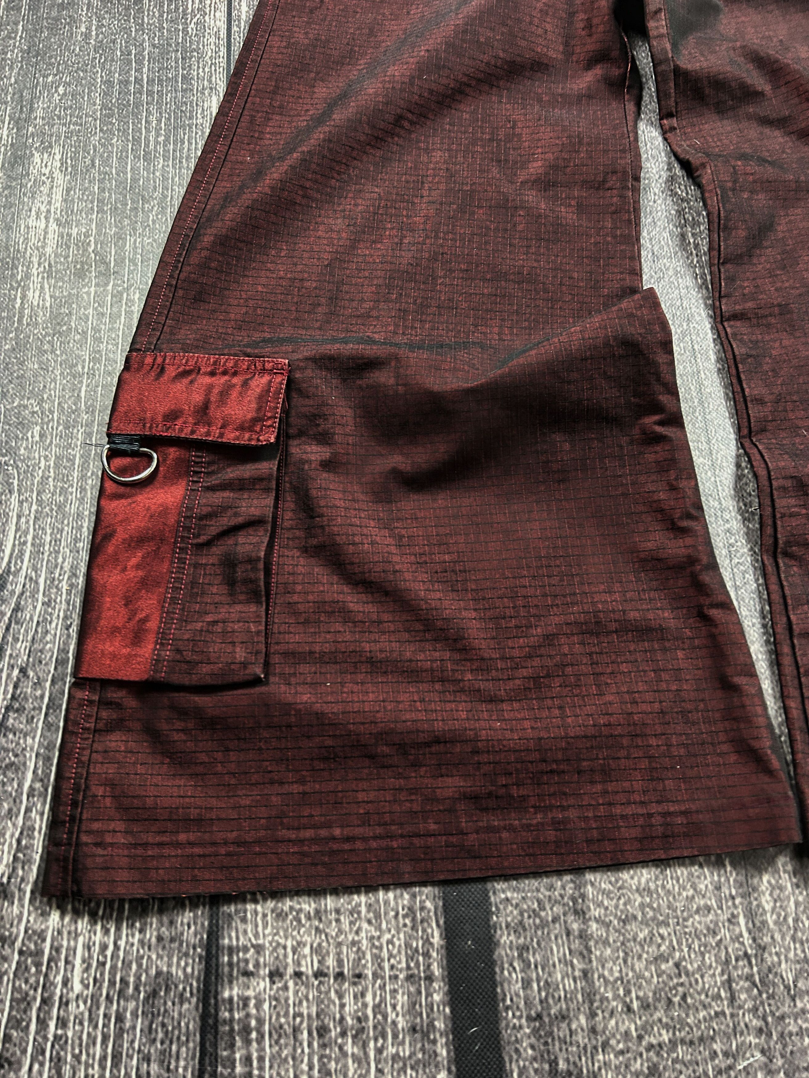 Infinite Archives Y2K Burgundy Cargo Pants Wide Leg Utility Streetwear Size US 30 / EU 46 - 4 Thumbnail