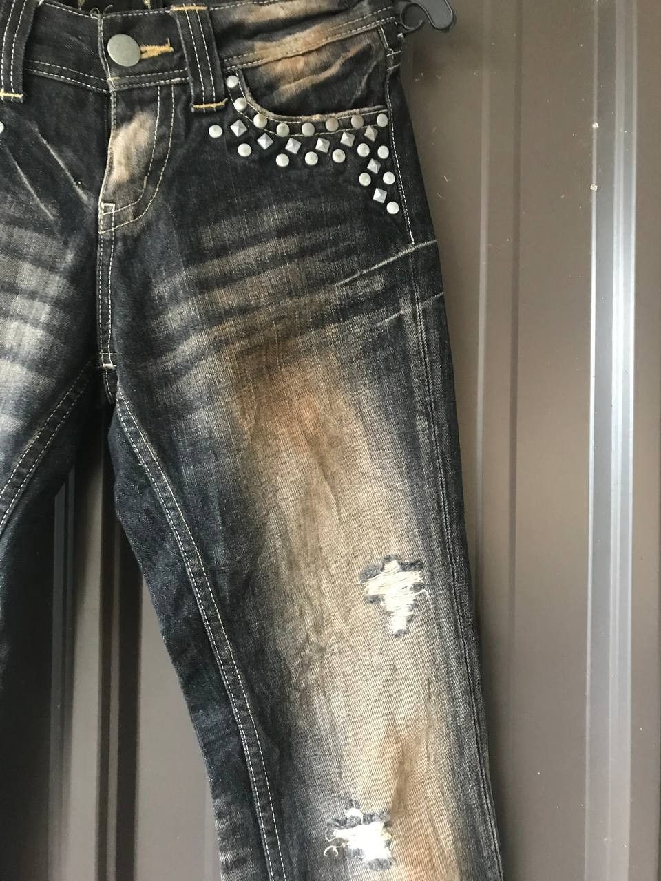 If Six Was Nine Vanquish Low Rise Mud Wash Super Flared Denim Size US 29 - 3 Thumbnail