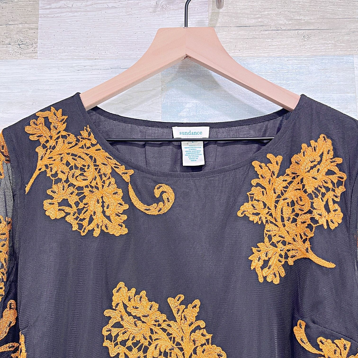 Other SUNDANCE Tulle Floral Embroidered Beaded Top Womens Large Size L / US 10 / IT 46 - 3 Thumbnail