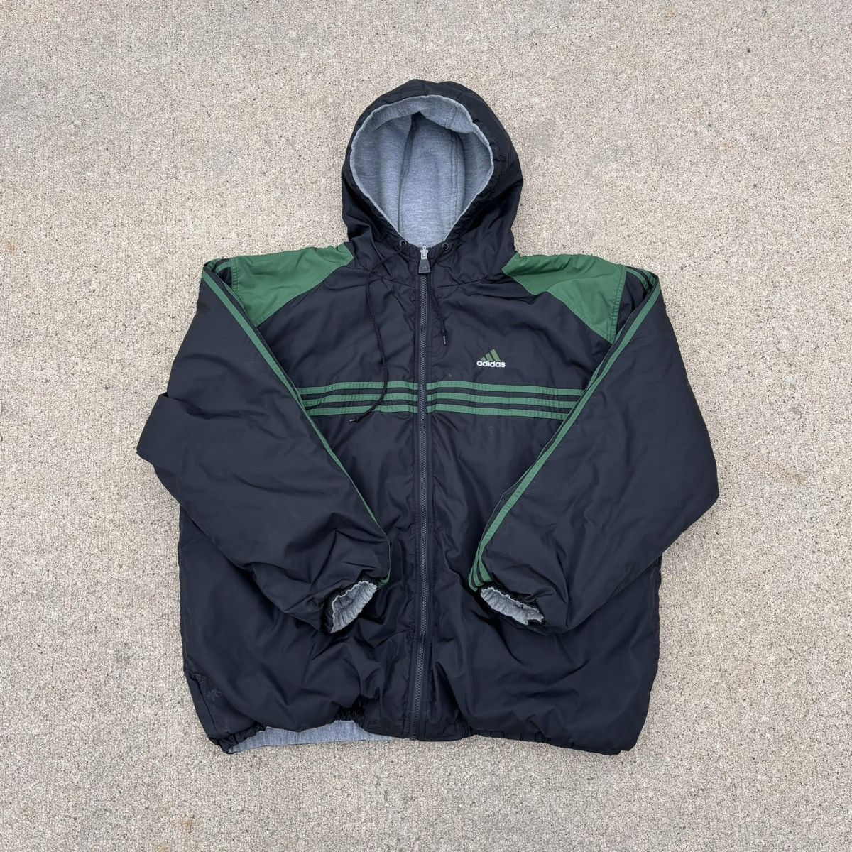 90s-00'S Adidas padded puffer jacket, men's size L Nylon navy blue type Vintage Second Hand main image 1