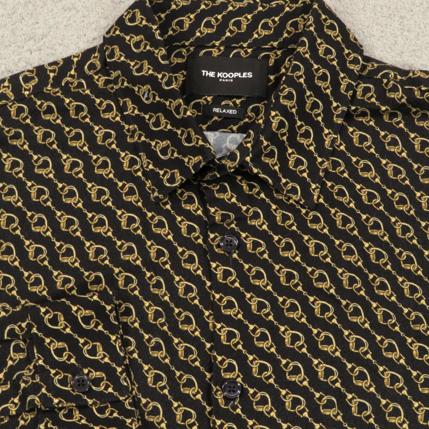 The Kooples The Kooples Shirt Men Small Relaxed Viscose Black Gold Horsebit Luxury Designer Size US S / EU 44-46 / 1 - 3 Thumbnail