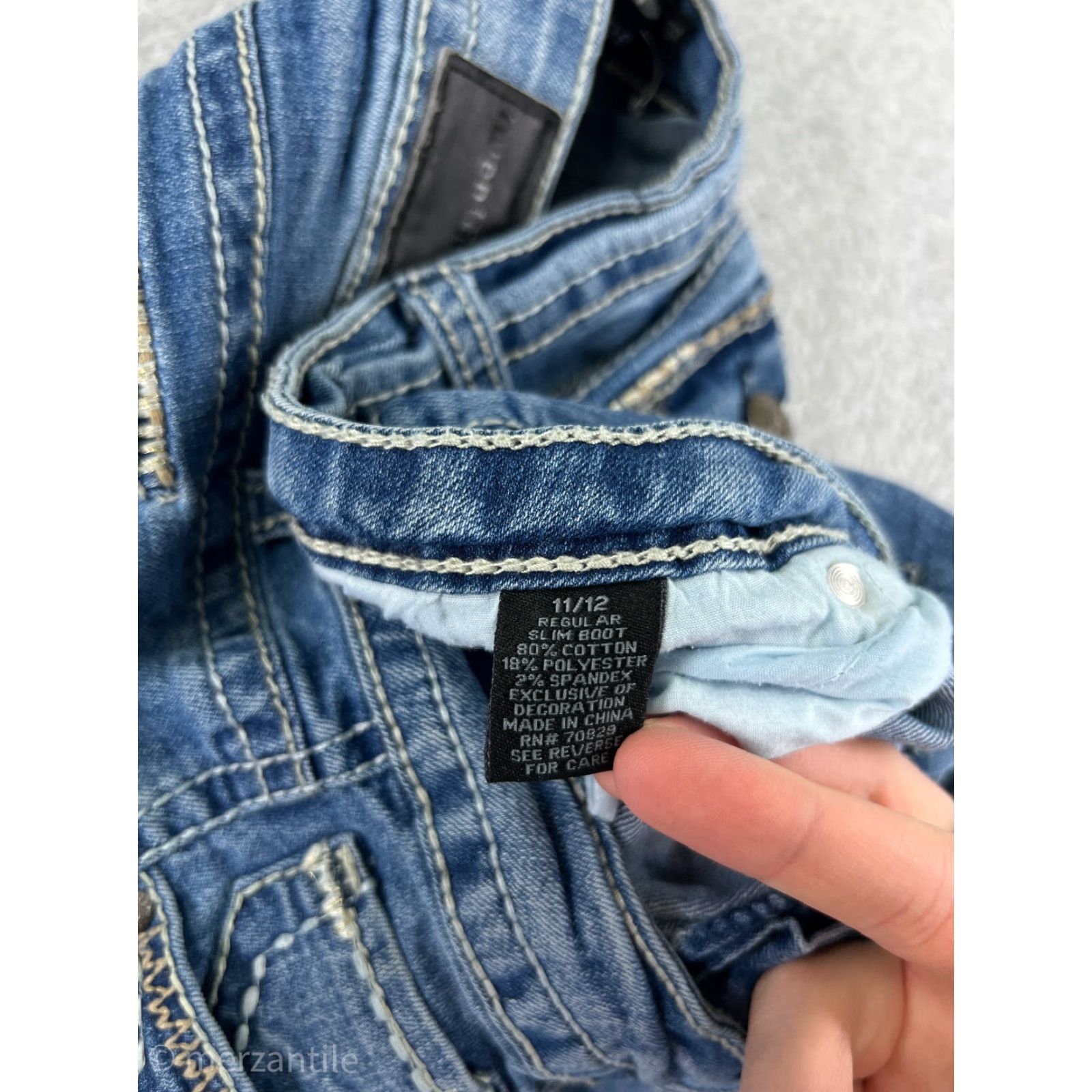 Vintage Vintage Premiere Blue Denim Bootcut Jeans Womens Size 12 Slim Embroidered Rhinestone Studded Low Rise Size 34" / US 12 / IT 48 - 5 Thumbnail