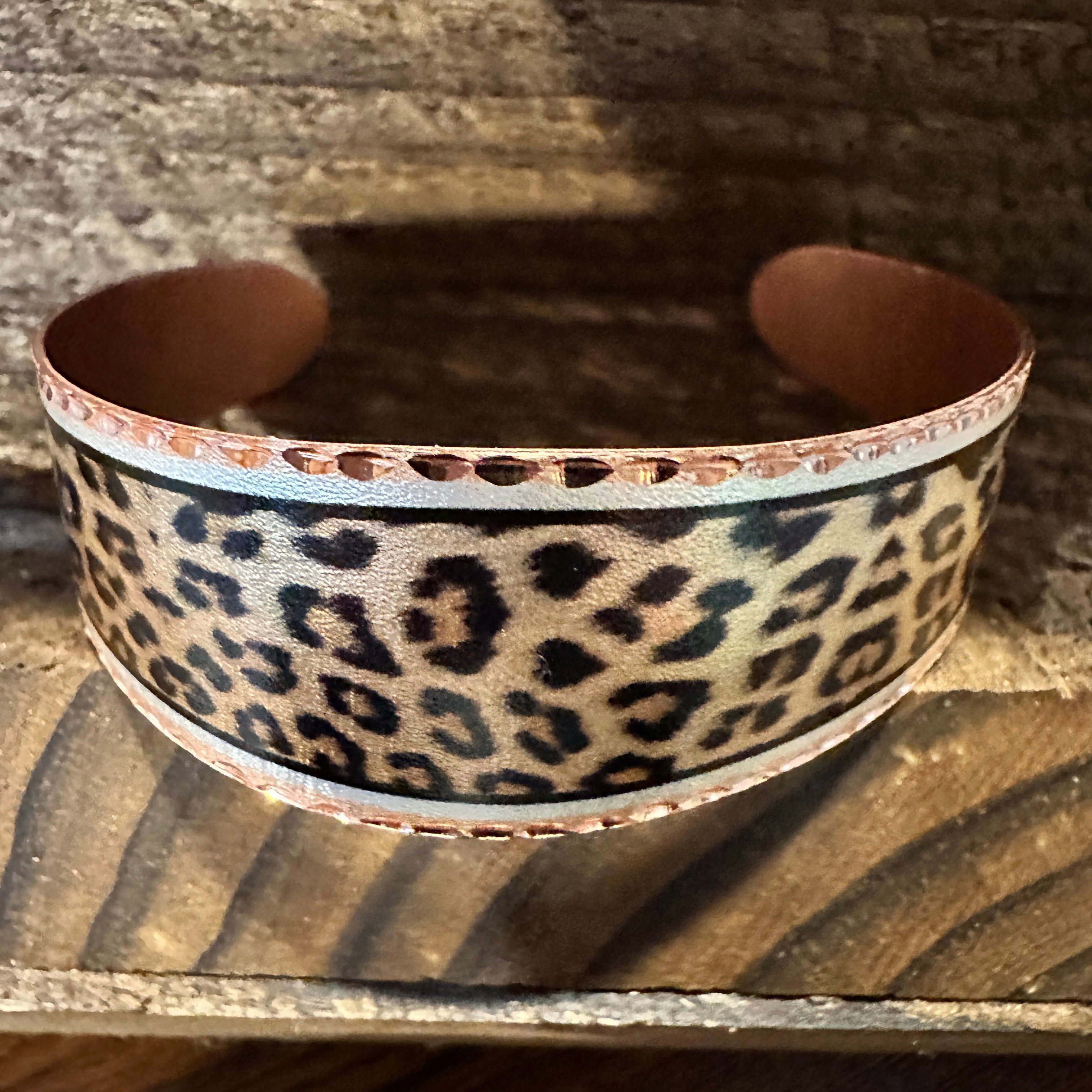 Other Handmade Boho Copper Wide Cuff Bracelet, Diamond Cut Leopard Size ONE SIZE - 7 Thumbnail