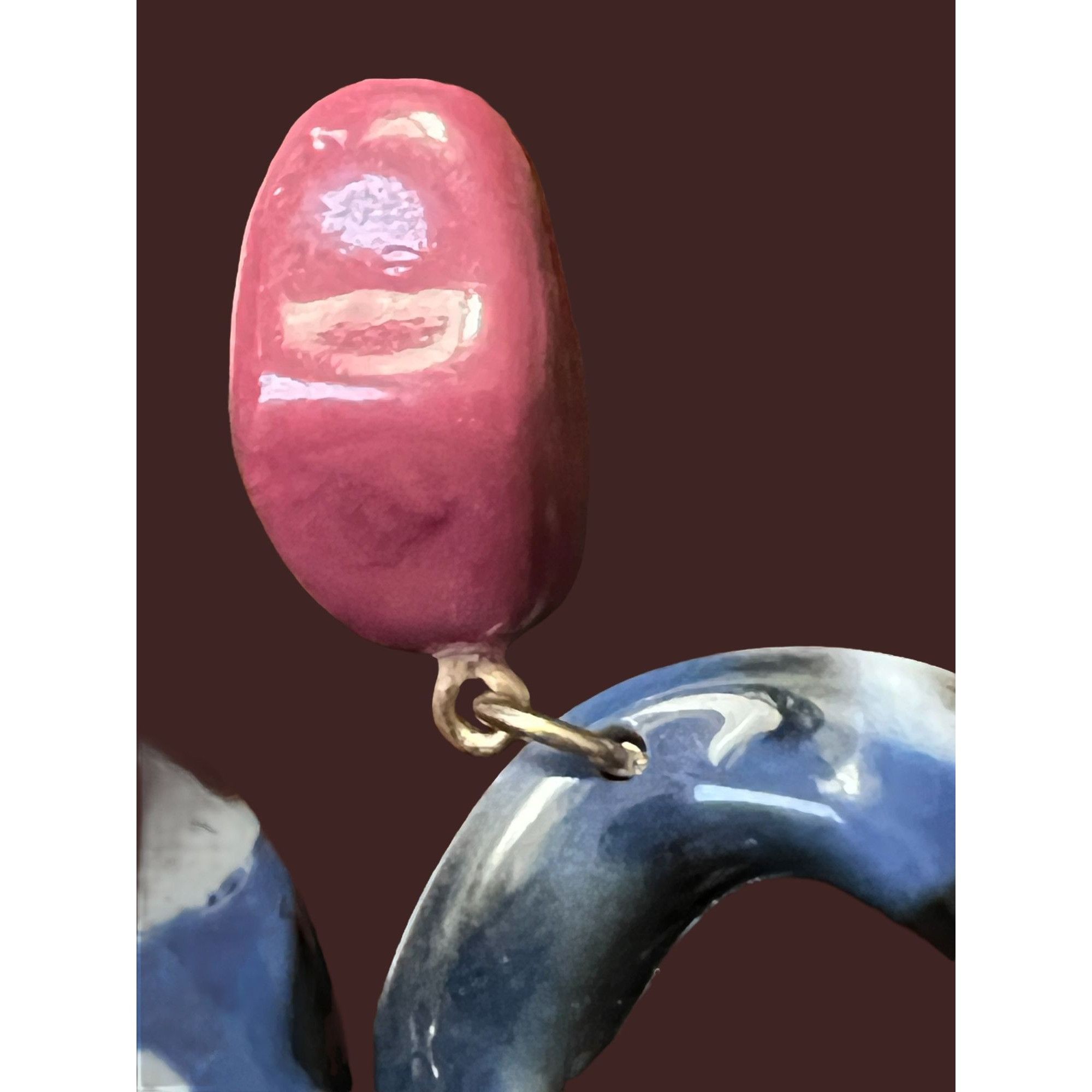 Other Long dangle earrings faux bamboo resin blue white purple 3.5 Size ONE SIZE - 3 Thumbnail