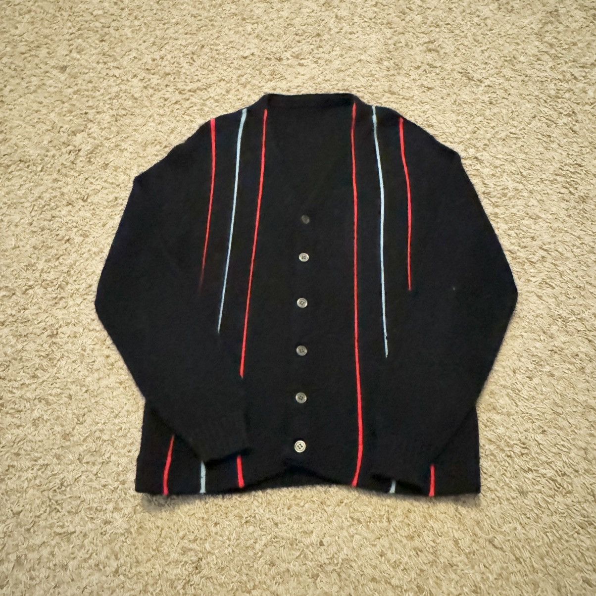 Vintage VINTAGE 60s BLACK WITH STRIPE CARDIGAN! Size US S / EU 44-46 / 1 - 5 Thumbnail
