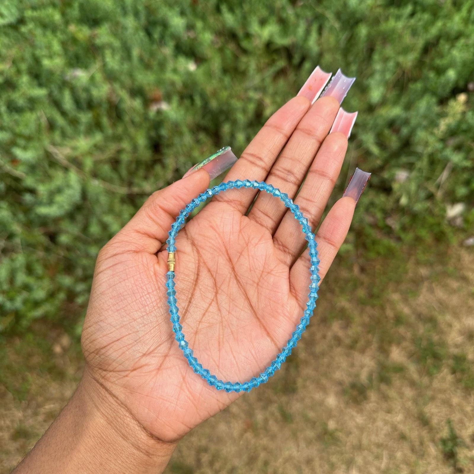 Handmade Small blue & yellow beaded african anklets Size ONE SIZE - 3 Thumbnail