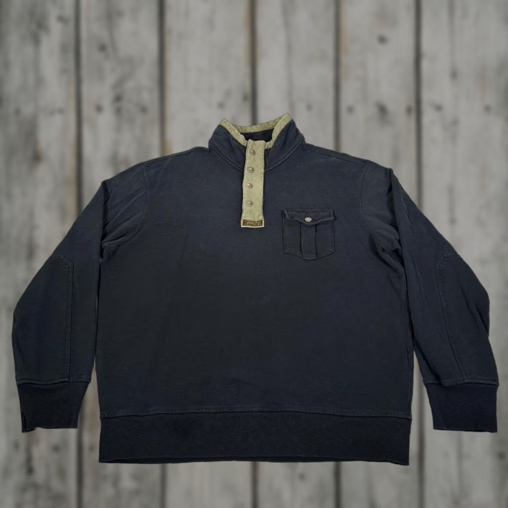 Polo Ralph Lauren VINTAGE Polo Ralph Lauren Sweatshirt Mens 2XL Black Mock Neck Snap Military Sweater Army Shirt Size US XXL / EU 58 / 5 - 1 Thumbnail