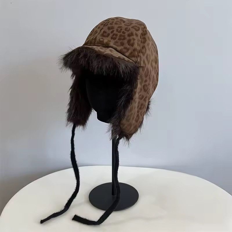 Other Leopard Streetwear Unisex Warm Trapper Fur Hat Size ONE SIZE - 1 Thumbnail