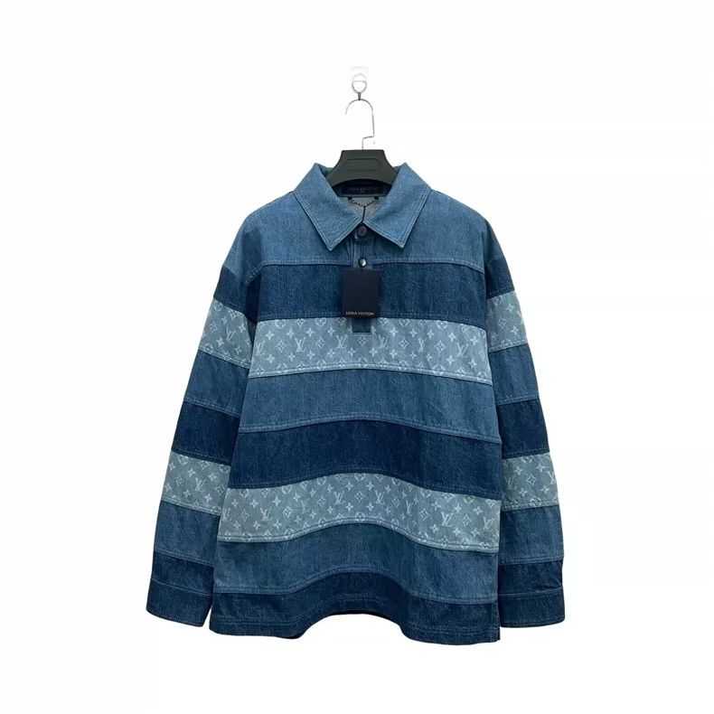 Louis Vuitton louis vuitton Blue striped full-print polo long sleeve Size US M / EU 48-50 / 2 - 5 Thumbnail