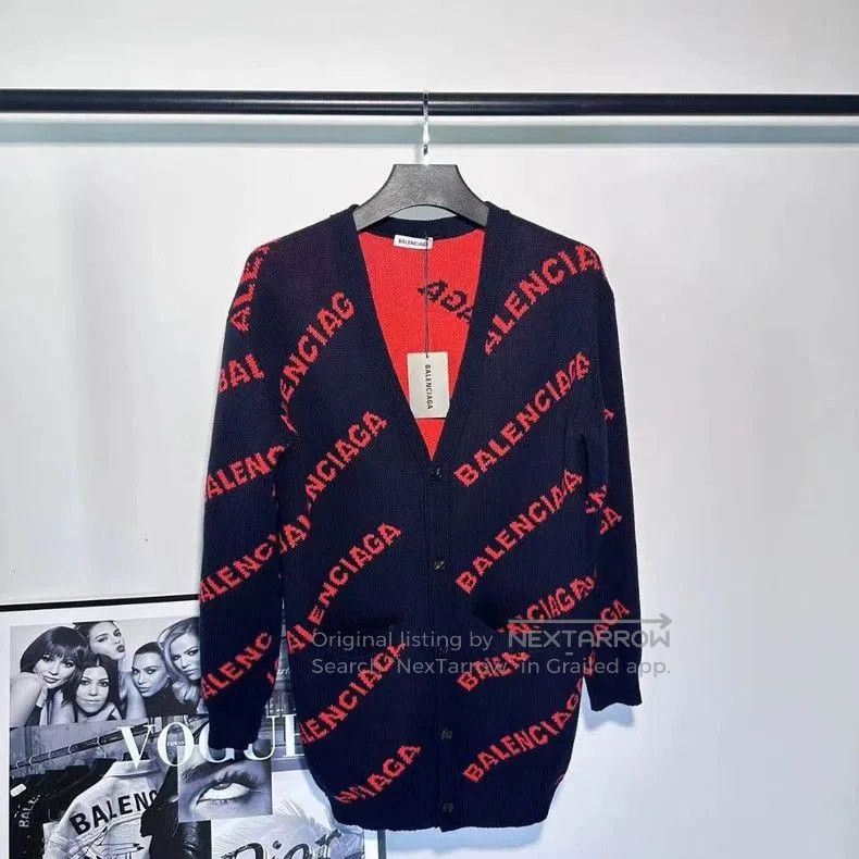 Balenciaga Balenciaga Blue Red Cardigan Size S. Size US S / EU 44-46 / 1 - 1 Thumbnail