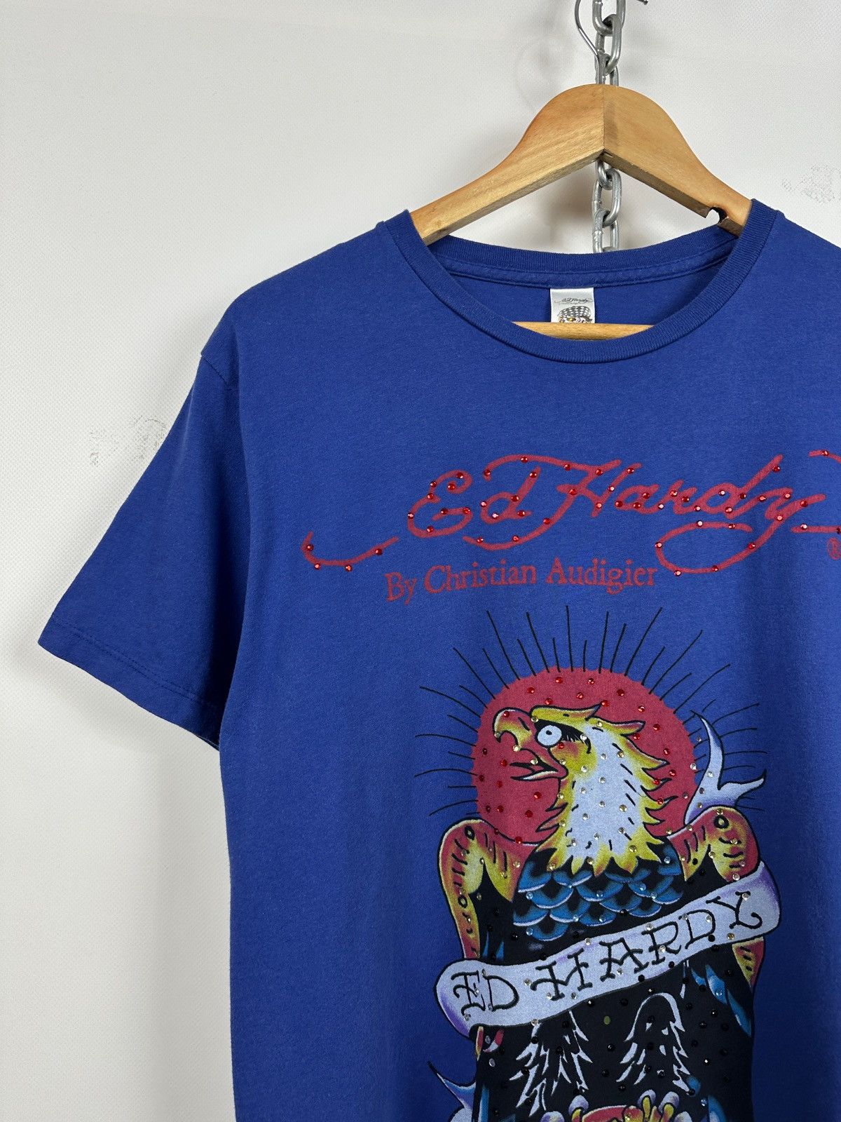 Ed Hardy Vintage Ed Hardy Rhinestones Skull Eagle Blue T-Shirt Size US M / EU 48-50 / 2 - 4 Thumbnail