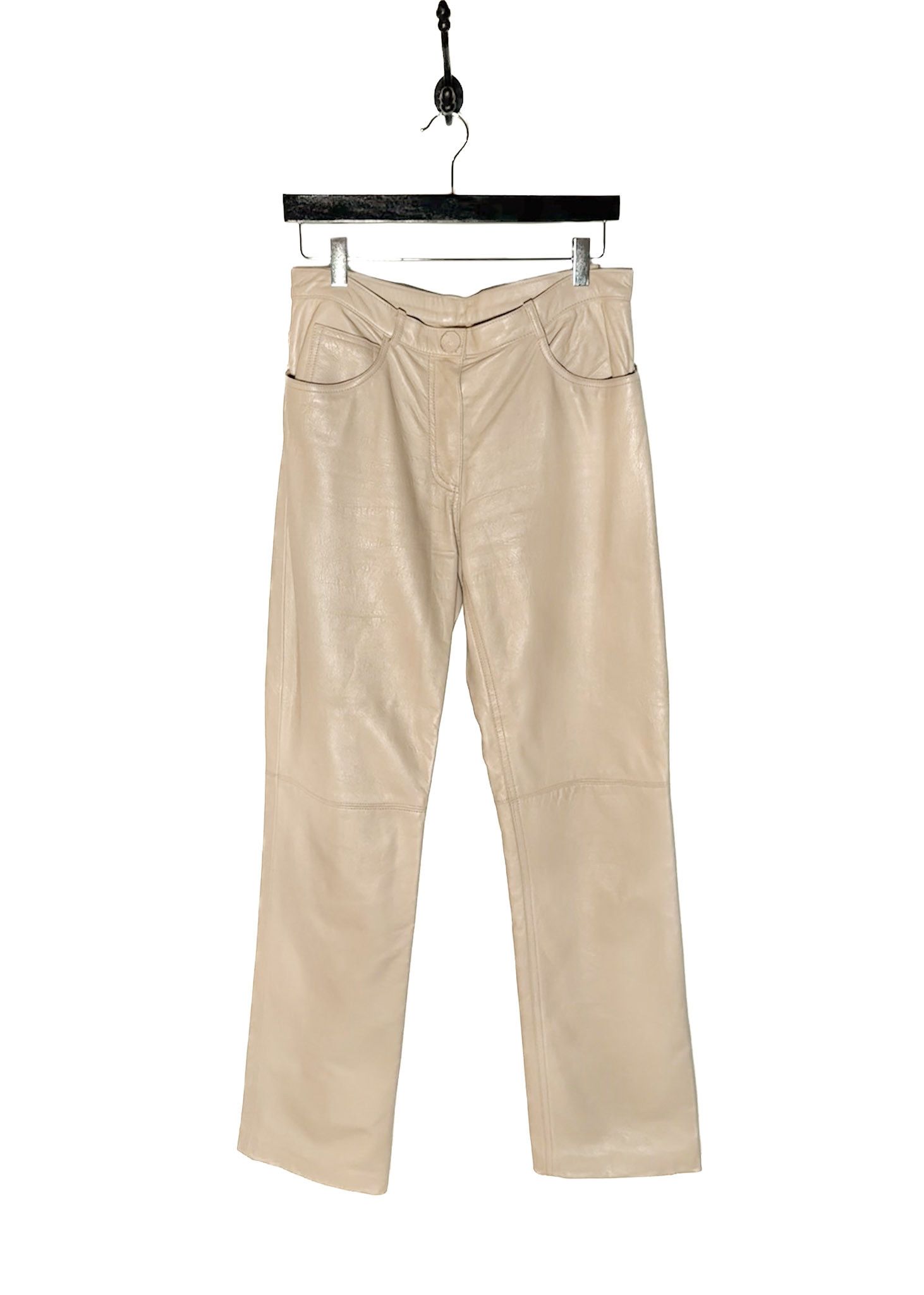 Marc Jacobs Marc Jacobs Vintage Stitch Pockets Beige Leather Trousers Size 28" / US 6 / IT 42 - 1 Thumbnail
