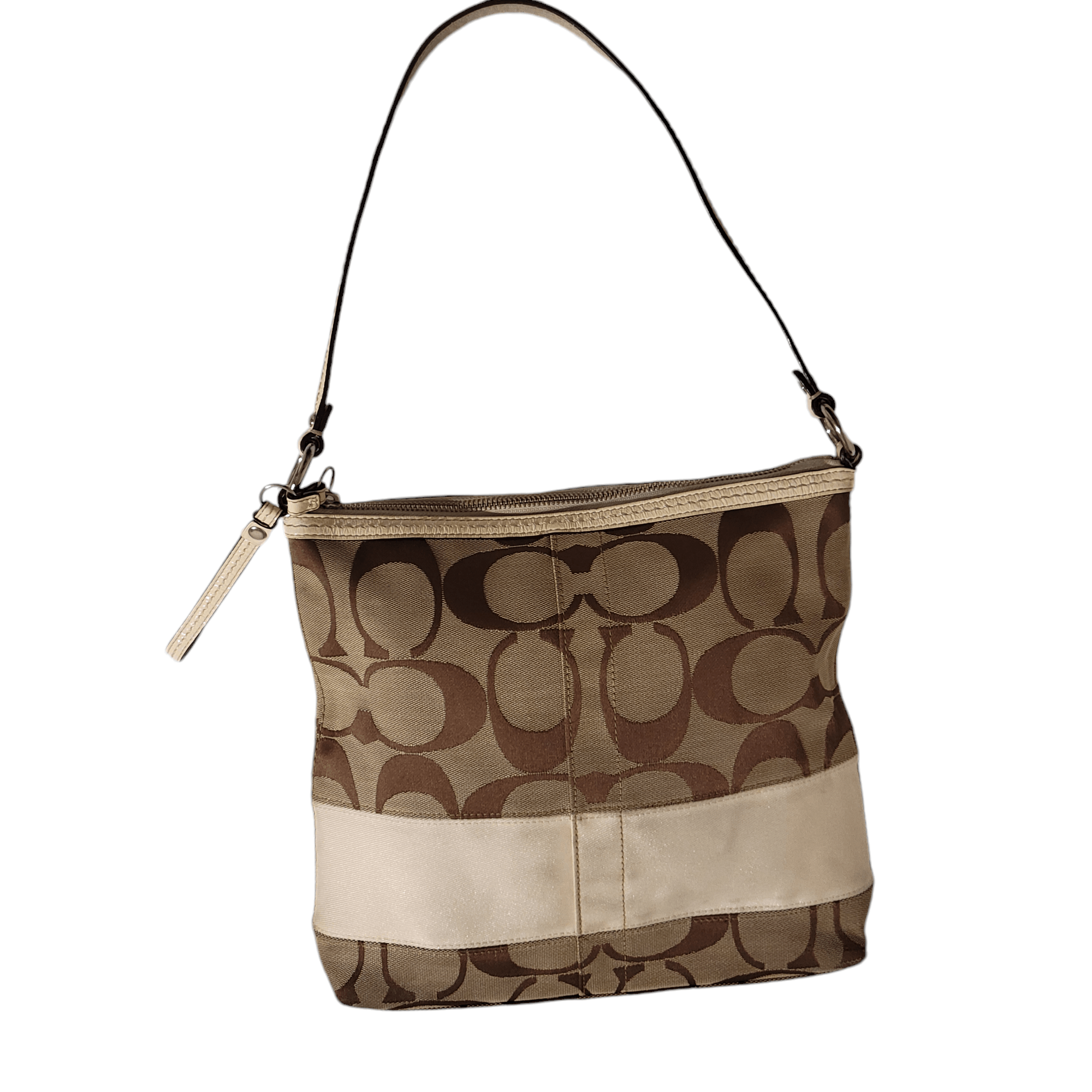 Coach Coach Tan Canvas Signature F13674 Medium Shoulder Bag Size ONE SIZE - 4 Thumbnail