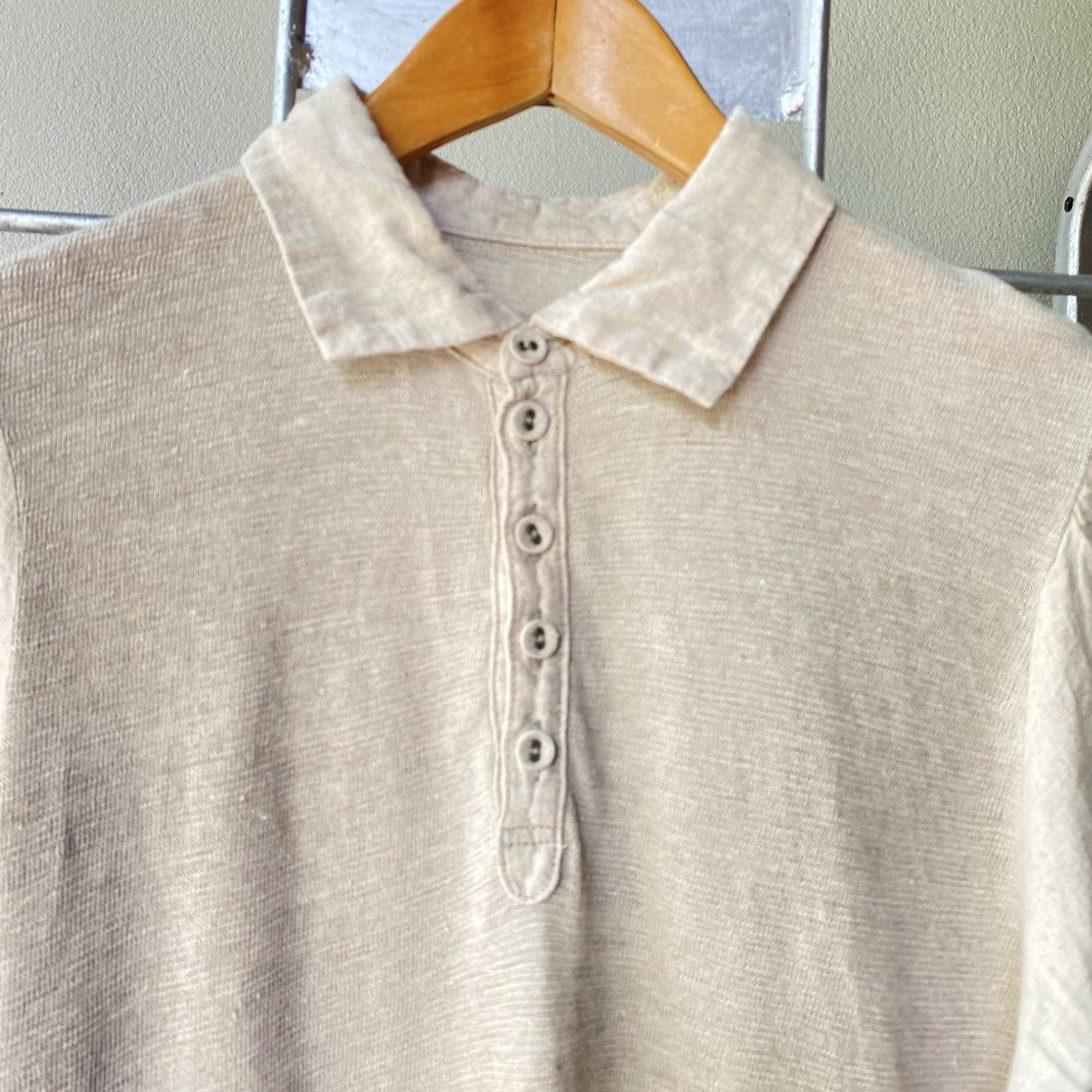 Kapital KAPITAL Beige Puff Sleeve Polo Top Size S / US 4 / IT 40 - 6 Thumbnail