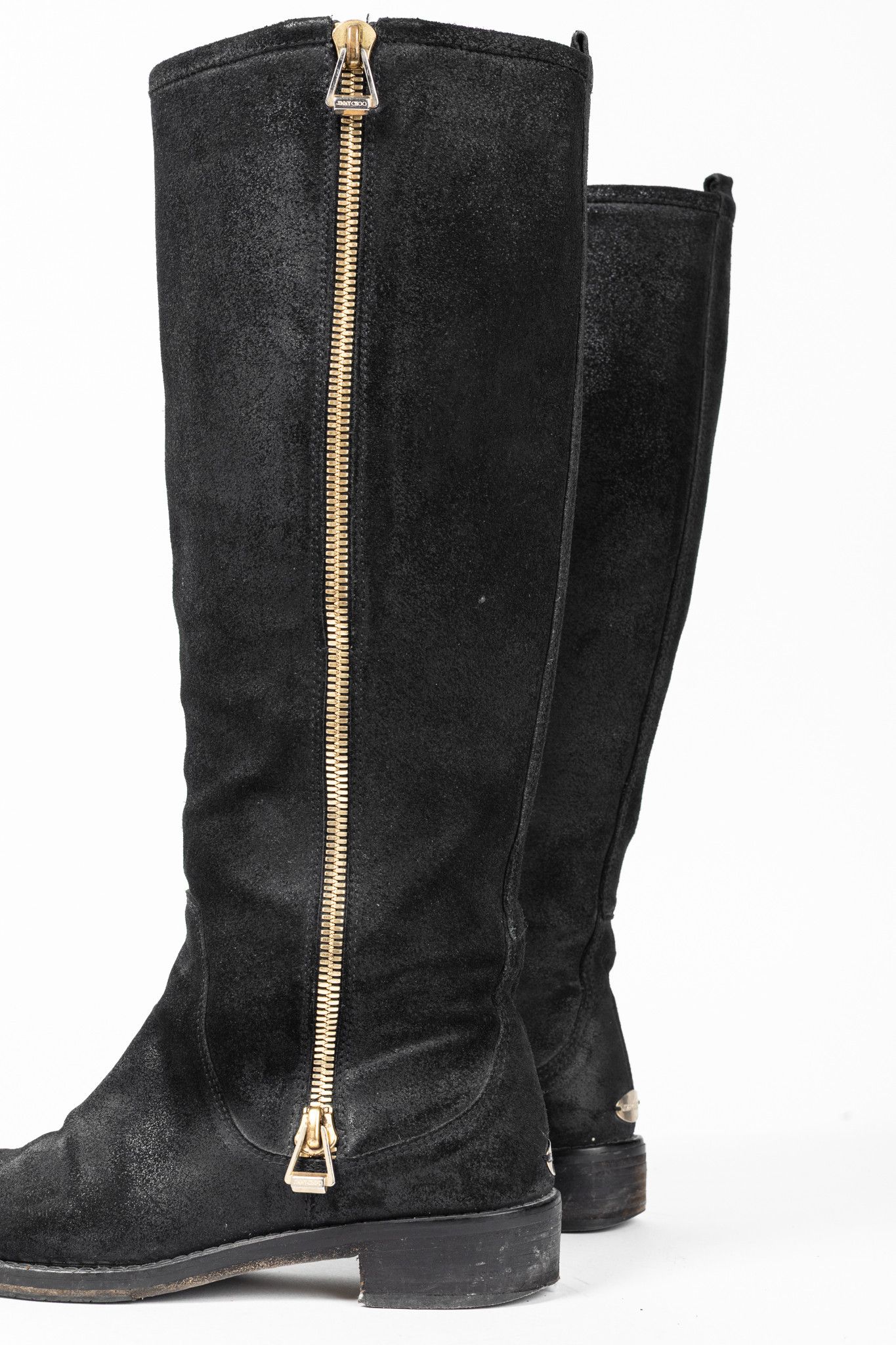 Jimmy Choo Jimmy Choo Doreen Black Rugged Suede Knee-High Boots Size US 7 / IT 37 - 8 Thumbnail