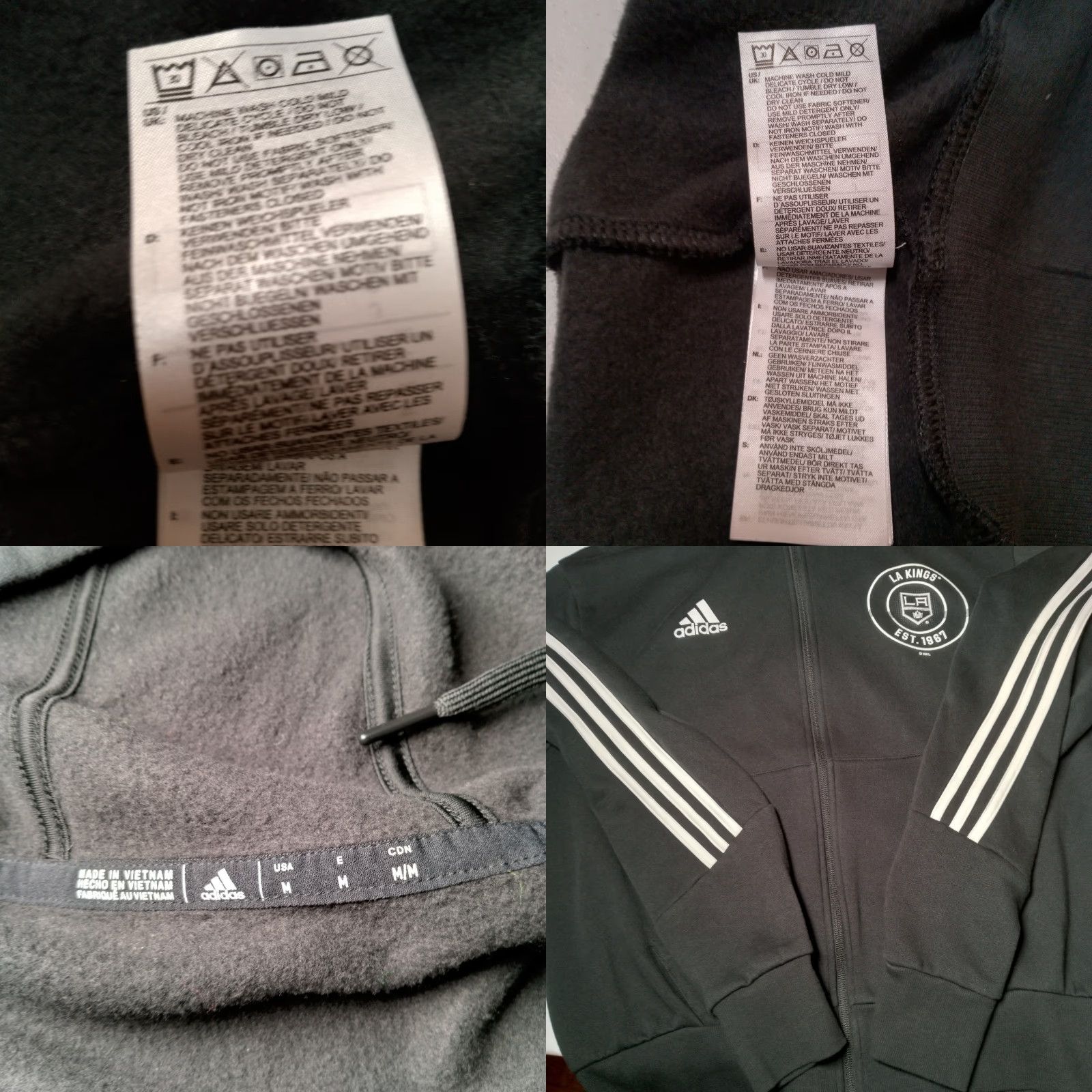 Adidas ADIDAS LA Kings Hoodie Medium Black White Full Zip Long Sleeve Sports Mens Size US M / EU 48-50 / 2 - 8 Thumbnail