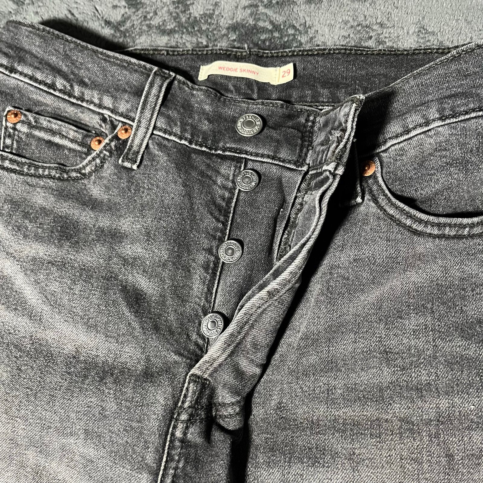 Levi's Levi's Wedge Skinny Women's High Rise Button Fly Gray Sz 29 Size 29" - 2 Thumbnail