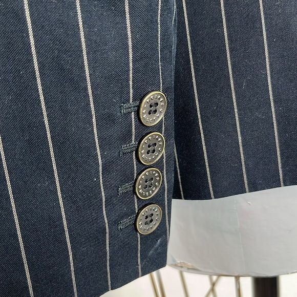 Dolce & Gabbana × Vintage Dolce and Gabbana Pinstriped Cotton Wide Lapel Tailored Blaz Size M / US 6-8 / IT 42-44 - 8 Thumbnail