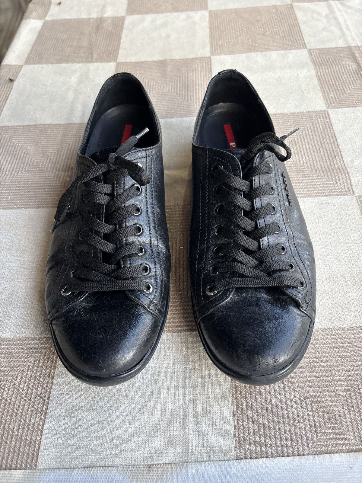 Prada Prada Black Leather Lace Up Size US 6 / EU 39 - 1 Thumbnail
