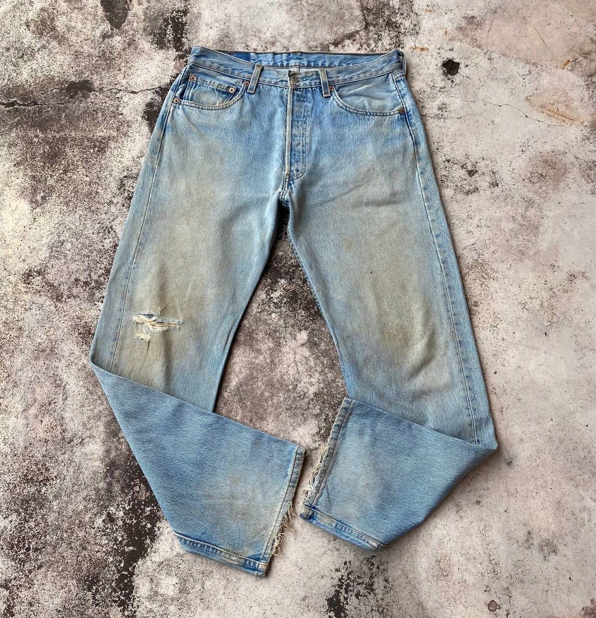Levi's Vintage Clothing VINTAGE 00S LEVIS 501 DISTRESSED DENIM W32X29"(J09-03) Size US 32 / EU 48 - 7 Thumbnail