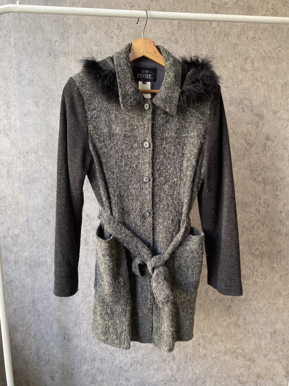 Yohji Yamamoto Atto Cuore Japan Designer Wool Fur Hoodie Jacket Size US S / EU 44-46 / 1 - 2 Thumbnail