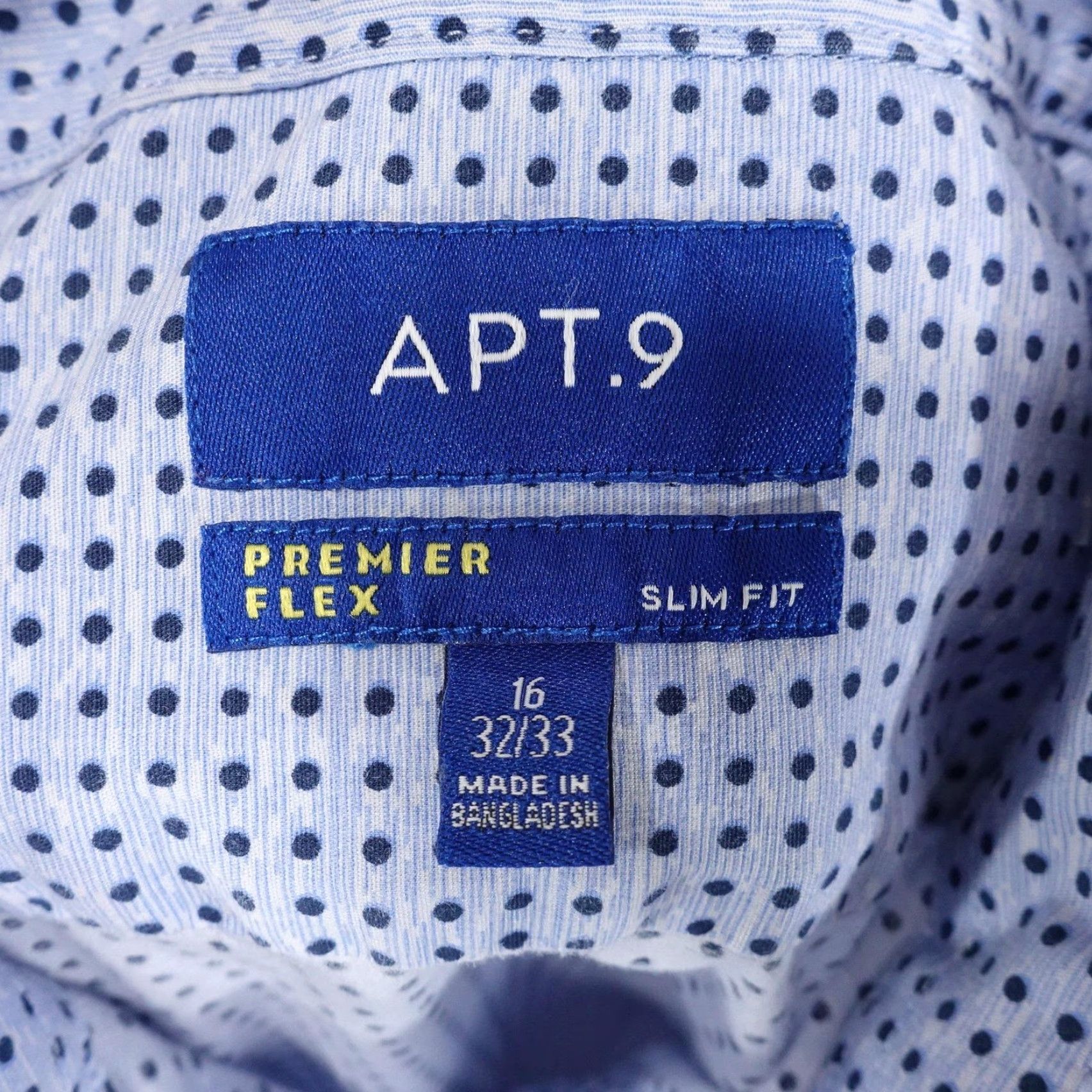 Apt. 9 Apt. 9 Shirt Mens Neck 16 Sleeve 32/33 Blue Premier Flex Slim Fit Button-Down Micro Dot Dress Shirt Size US L / EU 52-54 / 3 - 6 Thumbnail