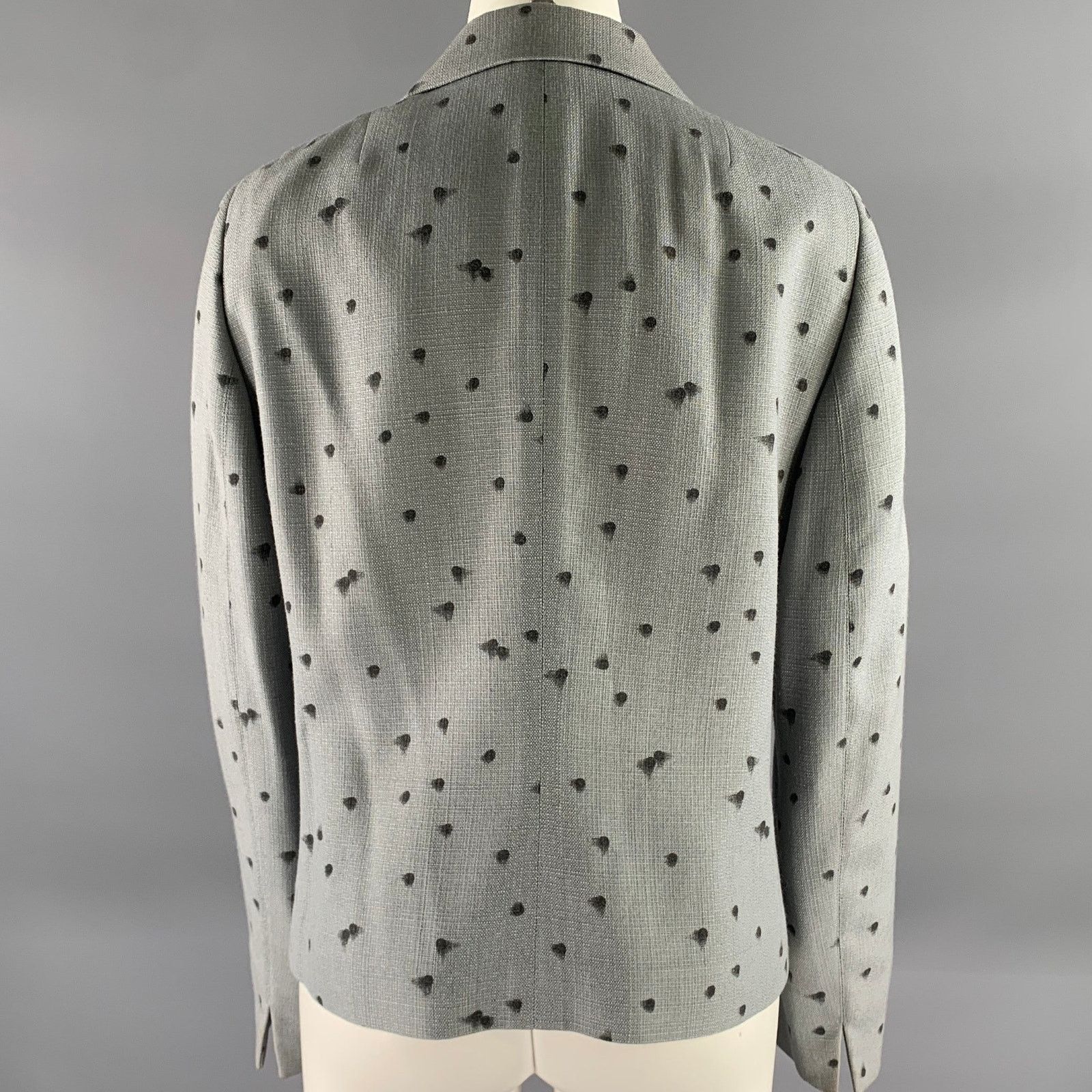 Akris AKRIS Size 12 Grey Black Viscose Wool Spotted Cropped Blazer Size XL / US 12-14 / IT 48-50 - 4 Thumbnail