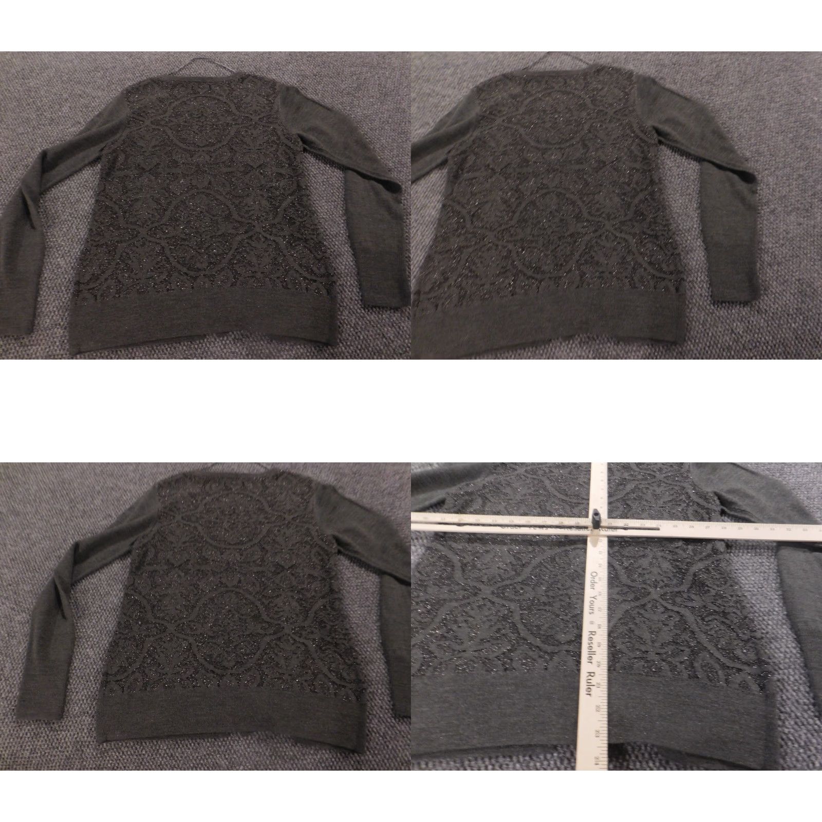 Vintage Simply Vera Vera Wang Womens Sweater Cardigan Gray Medium Knit Cable-Knit Button Raglan Sleeve Crew Neck Pullover Size M / US 6-8 / IT 42-44 - 8 Thumbnail