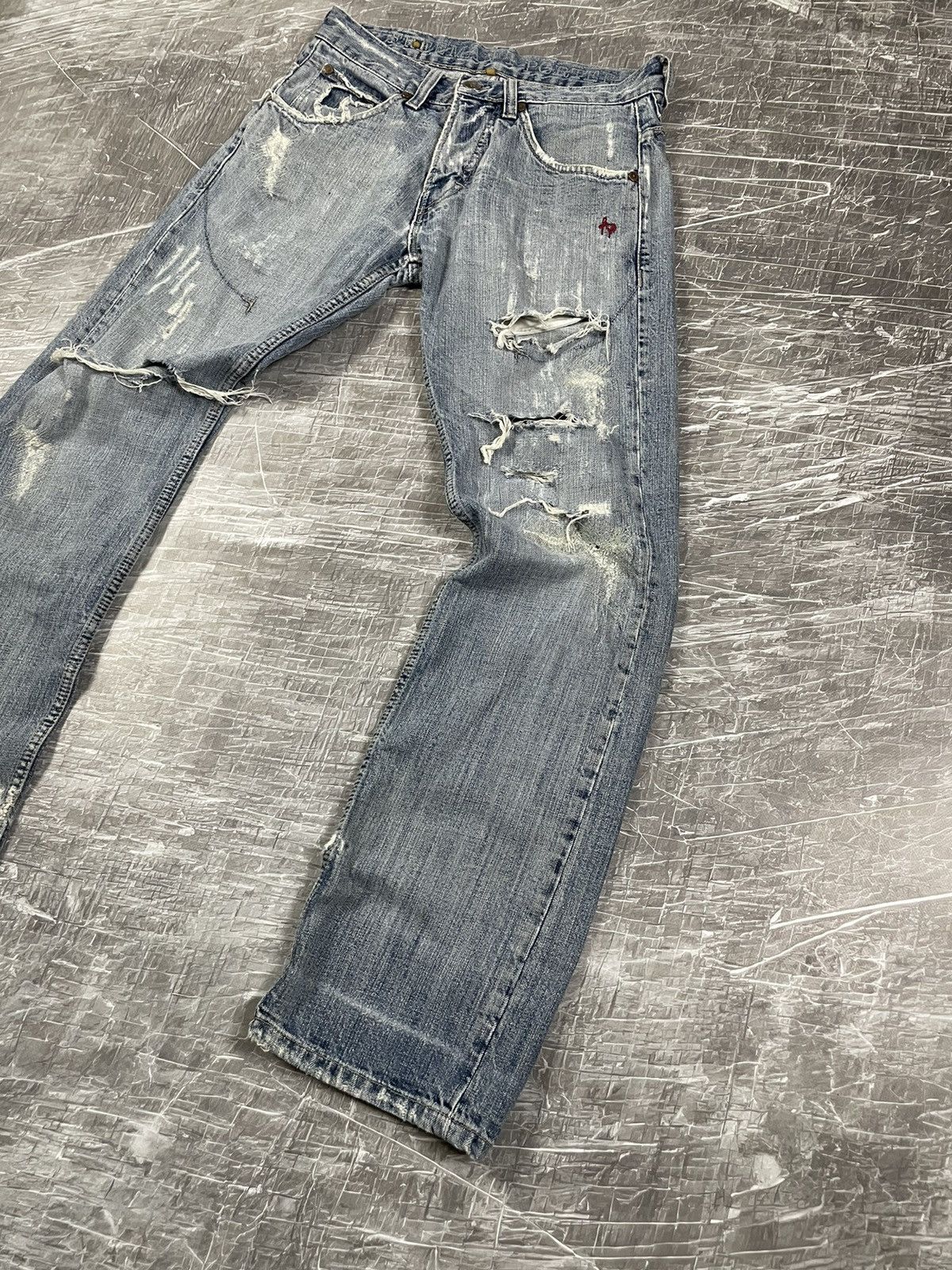 If Six Was Nine × Japanese Brand × KMRii Y2K Distressed Denim Jeans Tornado Mart Hysteric Punk Style Size US 31 - 4 Thumbnail