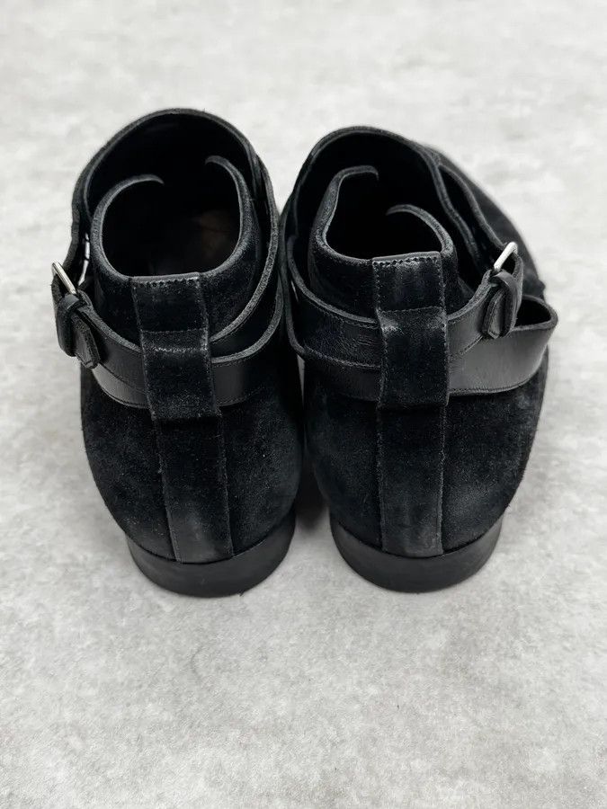 Saint Laurent Paris 2000s Saint Laurent Black Suede Low Buckle Boots Size US 8 / EU 41 - 4 Thumbnail