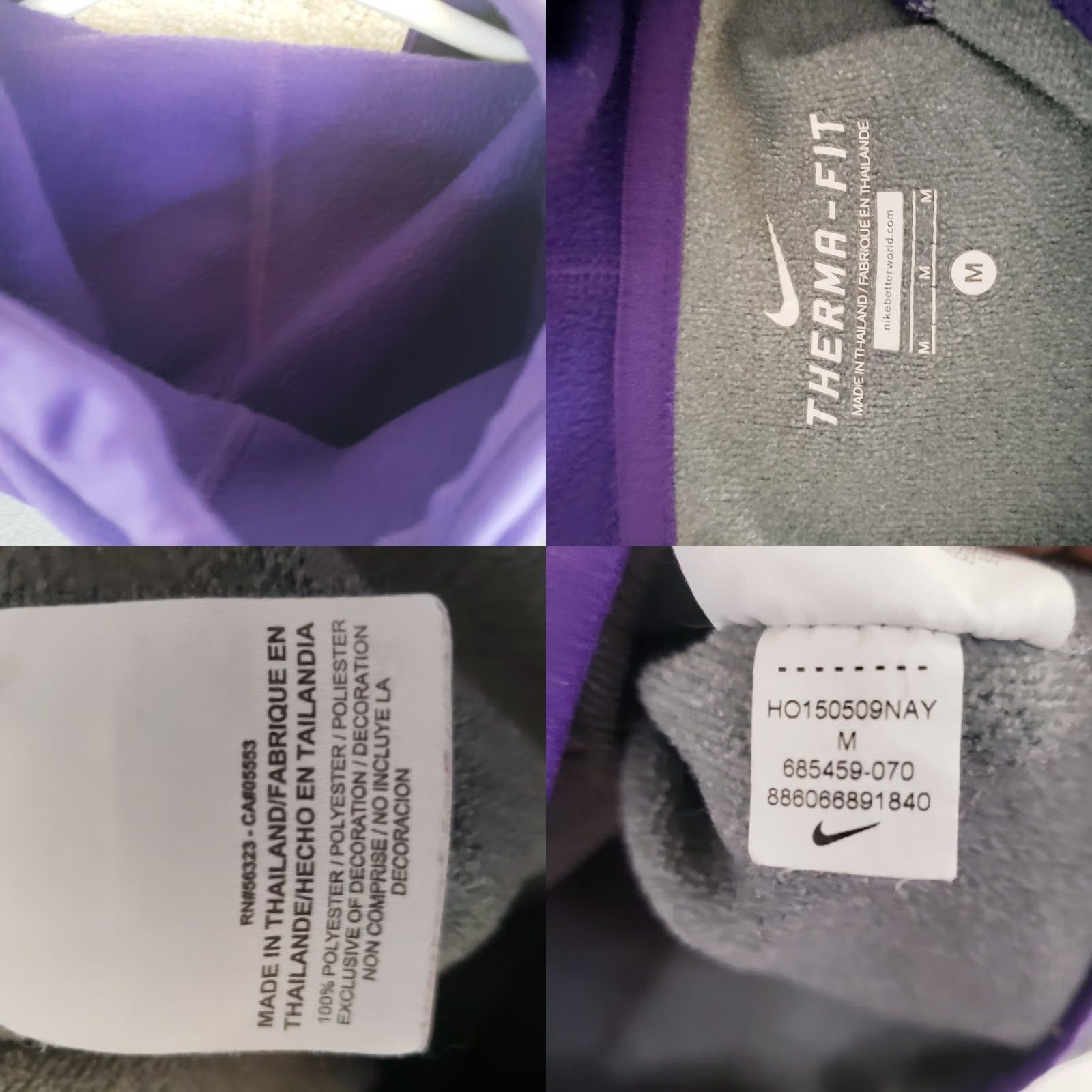 Nike Nike Therma-Fit Hoodie Purple Gray Women M Regular Pullover Hooded Thumb Holes Swoosh Colorblock Size M / US 6-8 / IT 42-44 - 10 Thumbnail