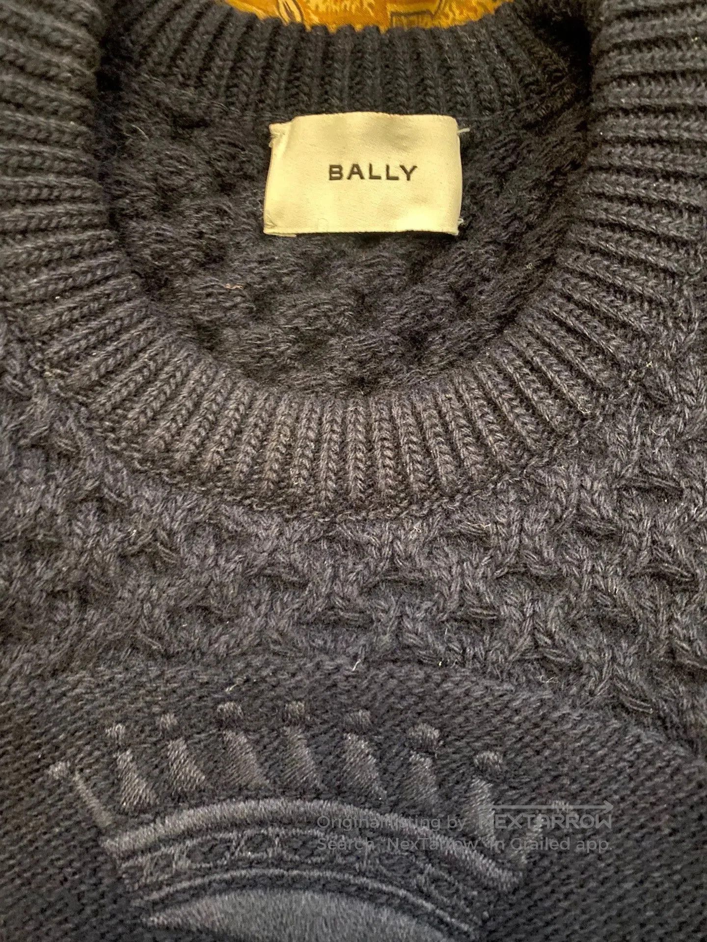 Bally Black Cable Knit Sweater with Embroidered Design. Size US S / EU 44-46 / 1 - 5 Thumbnail