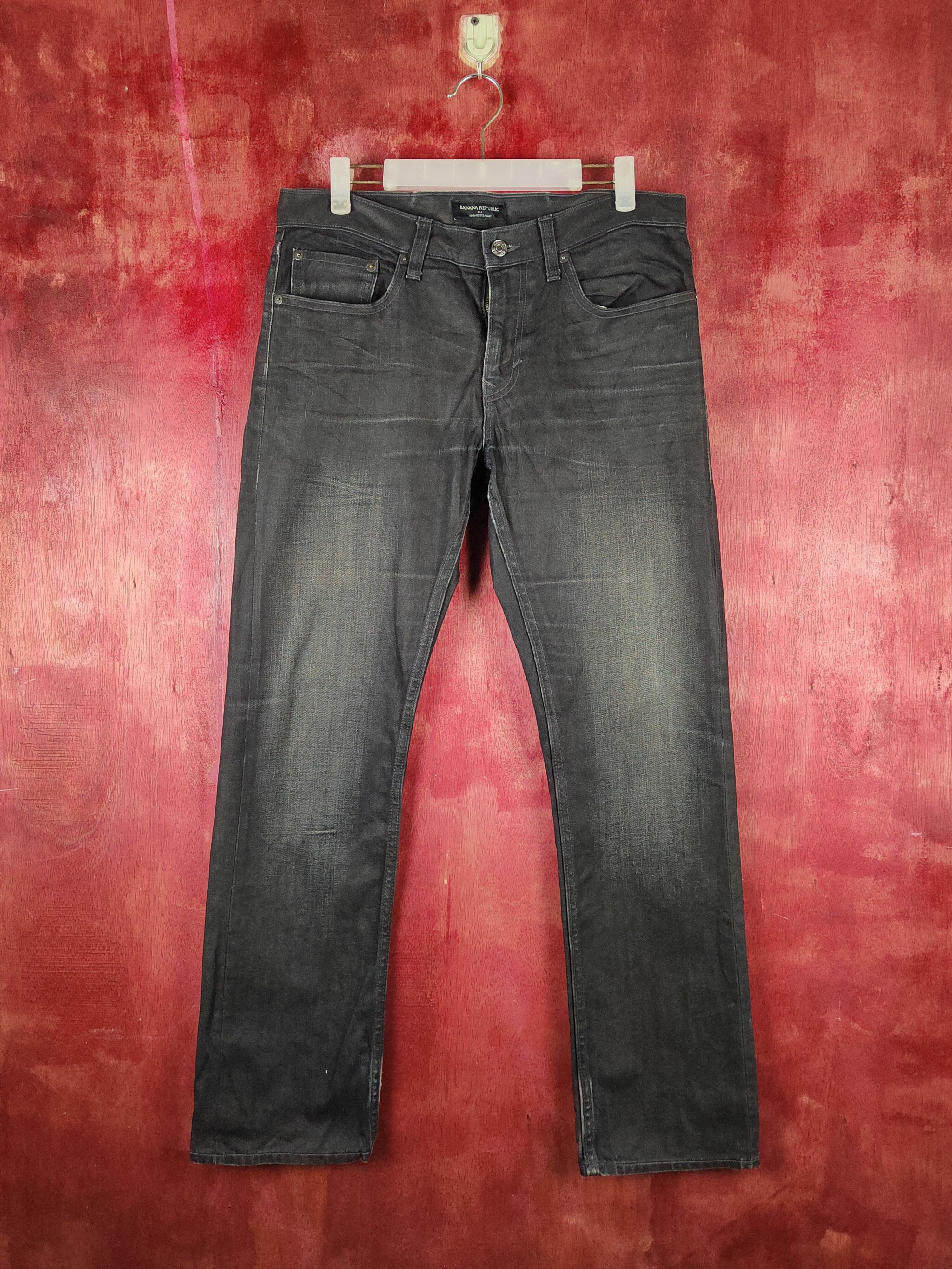 image of Banana Republic Black Distressed Ripped Jeans S2315 in Black Denim, Men's (Size 32)