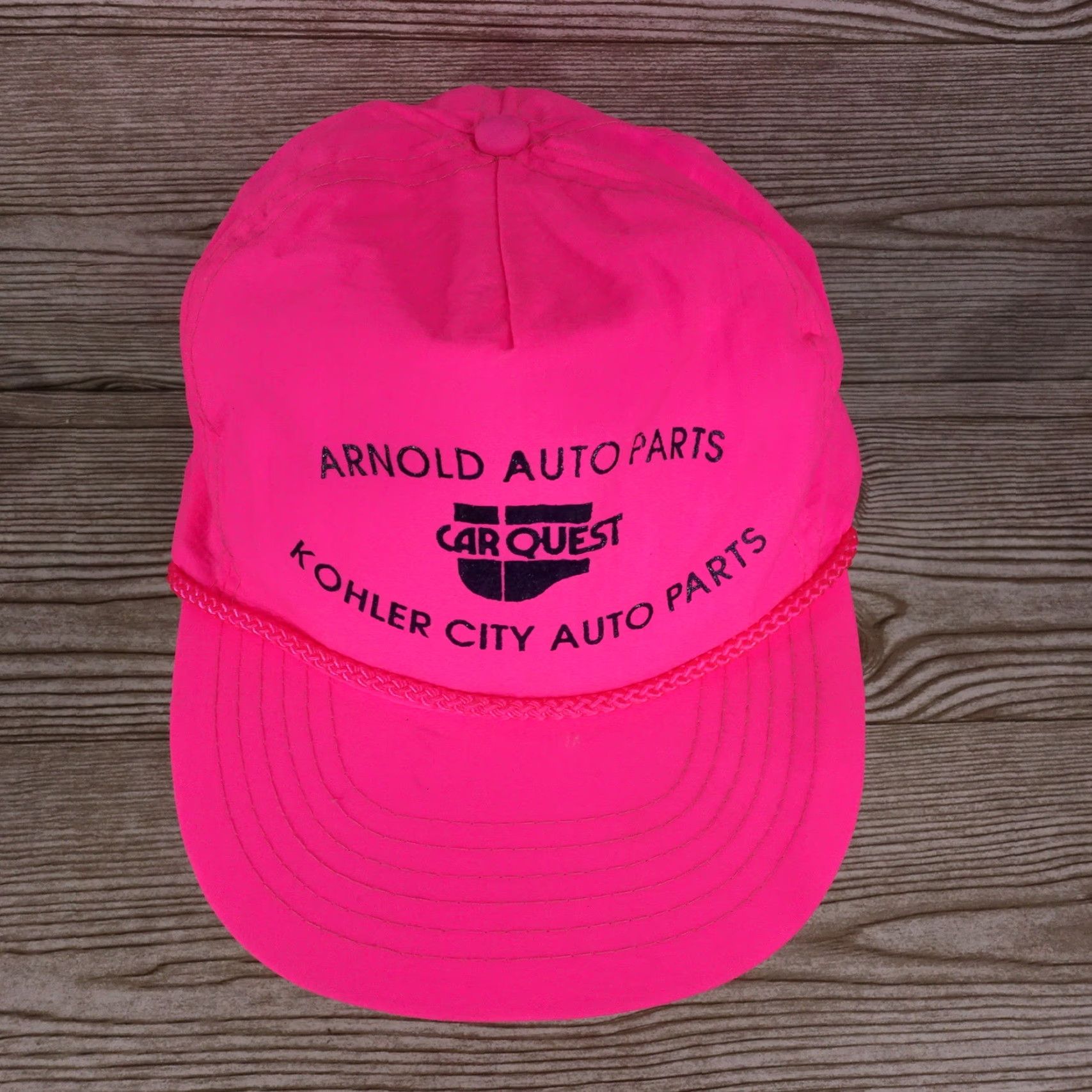 Vintage VINTAGE Carquest Arnold Kohler City Missouri MO Neon Pink Trucker Snapback Hat – Adjustable Unisex Adults Pink Cap, 90s? Vintage Casual Headwear Size ONE SIZE - 4 Thumbnail