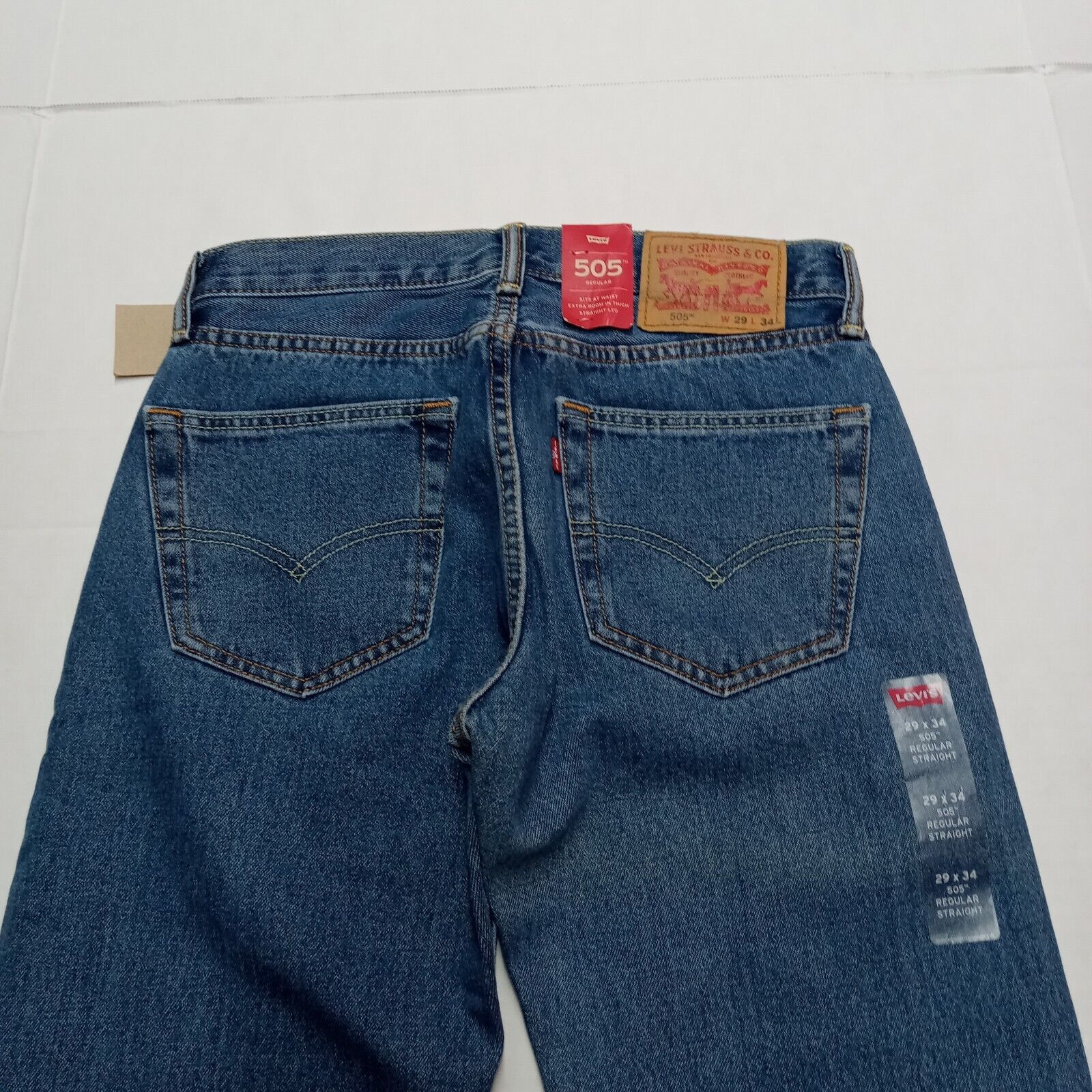 Levi's Levi's 505 Jeans Men's 29x34 Regular Fit Straight Leg Blue Size US 29 - 8 Thumbnail