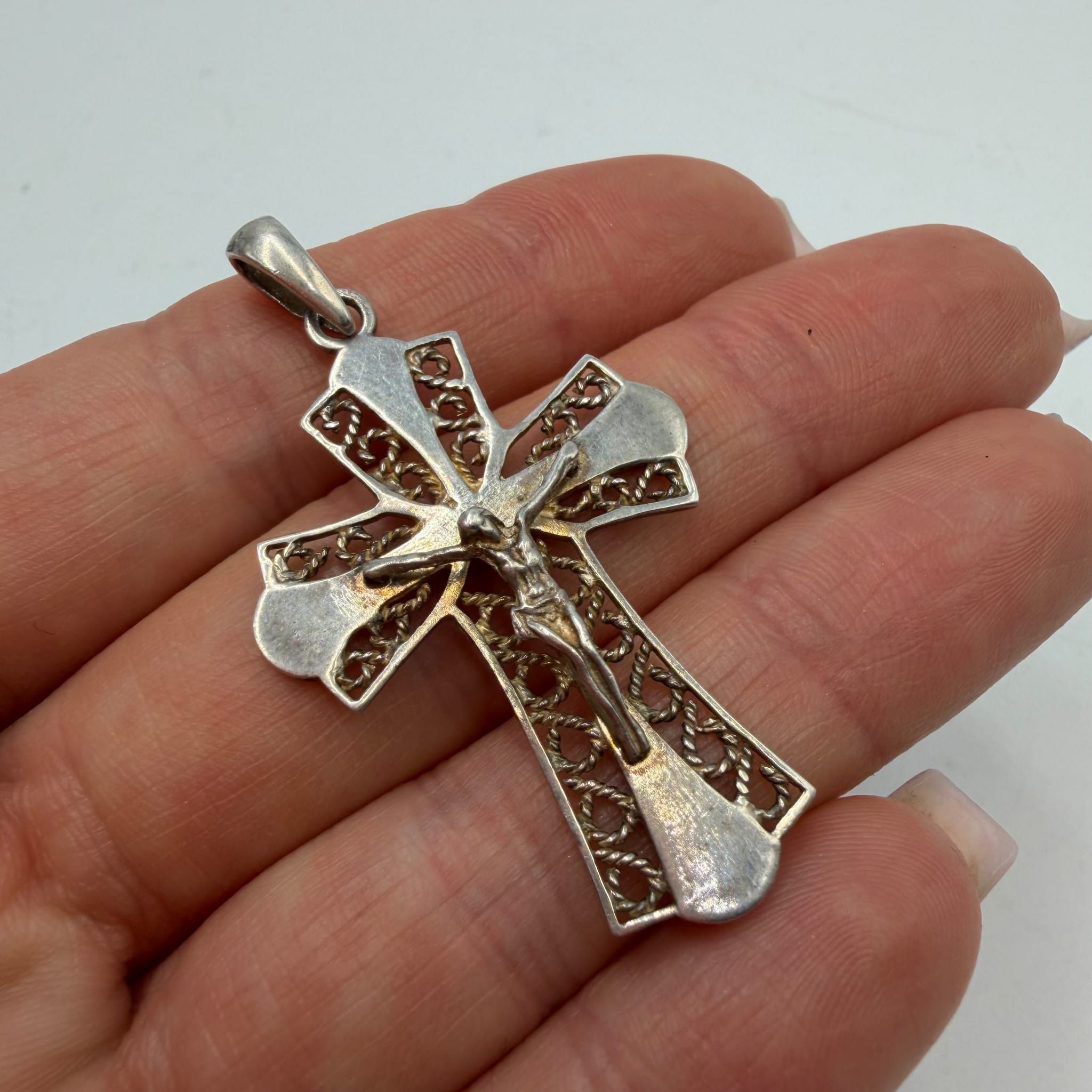 Vintage Vintage 925 Sterling Silver Orthodox Crucifix Cross Pendant Size ONE SIZE - 1 Thumbnail