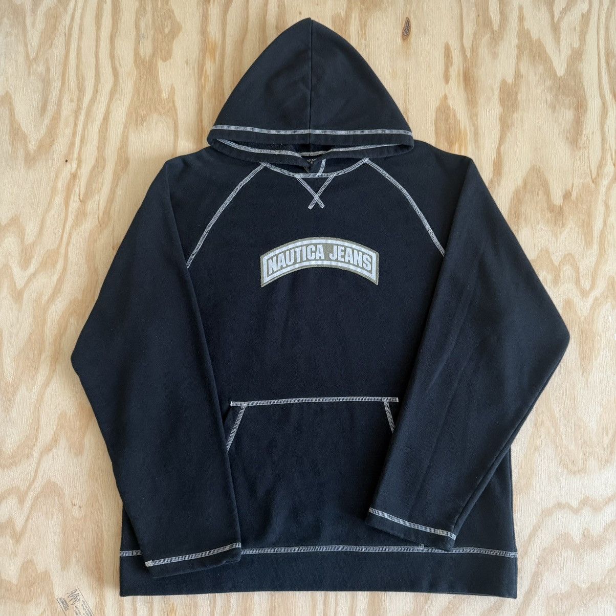 Nautica Vintage Nautica Jeans Hoodie Black Spell Out Pullover Mens Size US L / EU 52-54 / 3 - 1 Thumbnail
