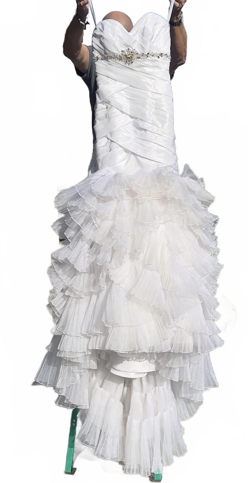 Other Alfred Angelo Elegant White Ruffled Formal Wedding Dress Size M / US 6-8 / IT 42-44 - 4 Thumbnail