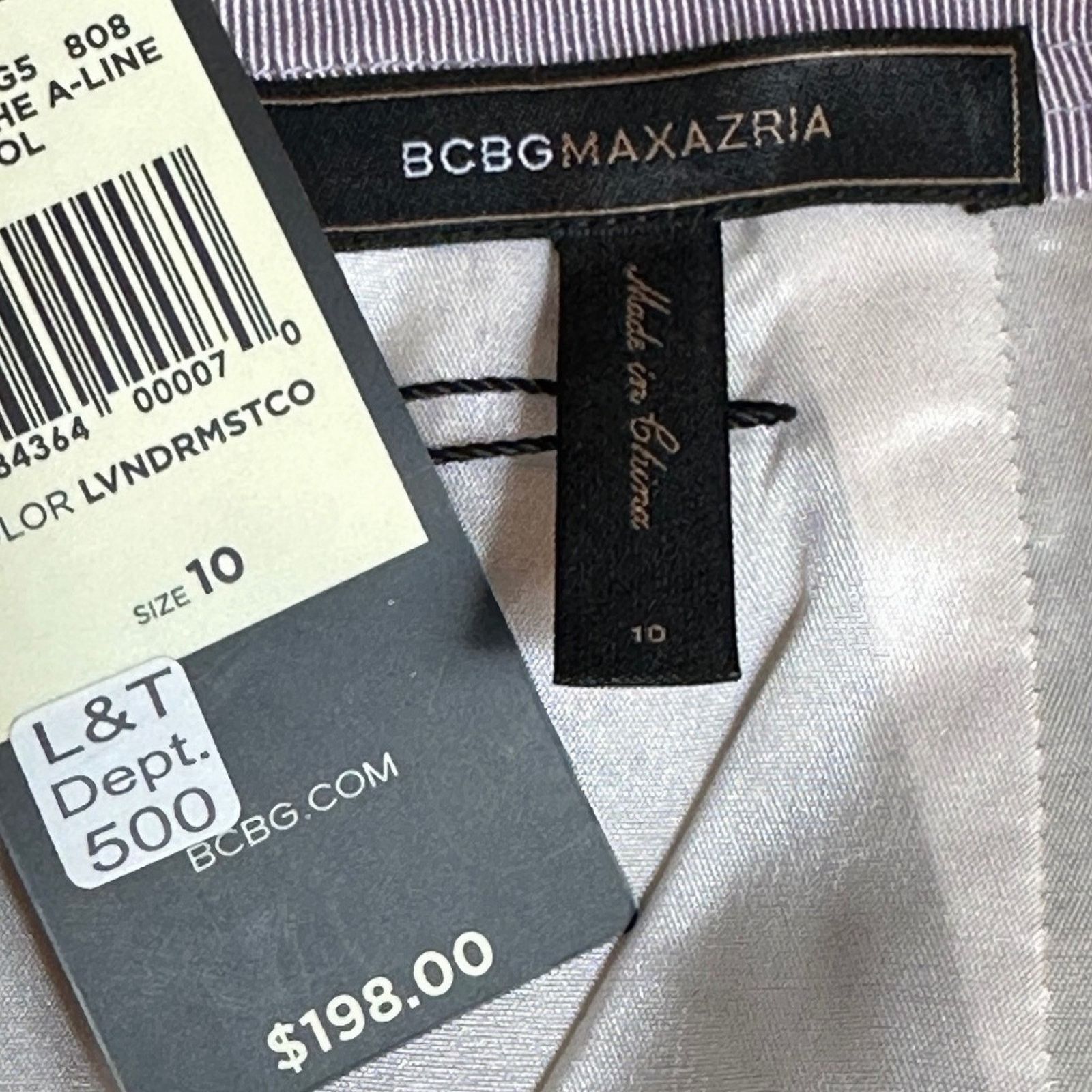 Other BCBGMaxazria Watercolor‎ Wool/Silk Skirt Lavender/Cream10 Size 32" / US 10 / IT 46 - 15 Thumbnail