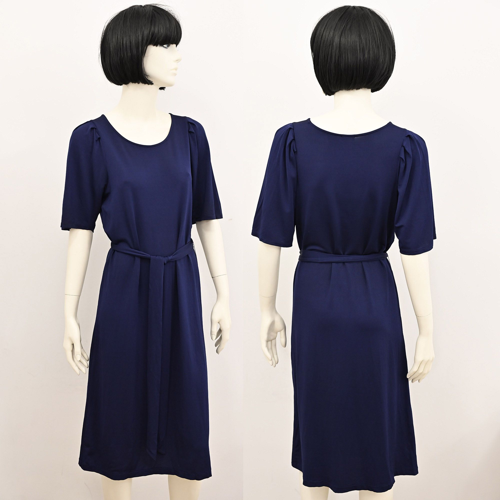 Filippa K Filippa K flared tie at waist midi dress in navy blue Size S / US 4 / IT 40 - 2 Thumbnail