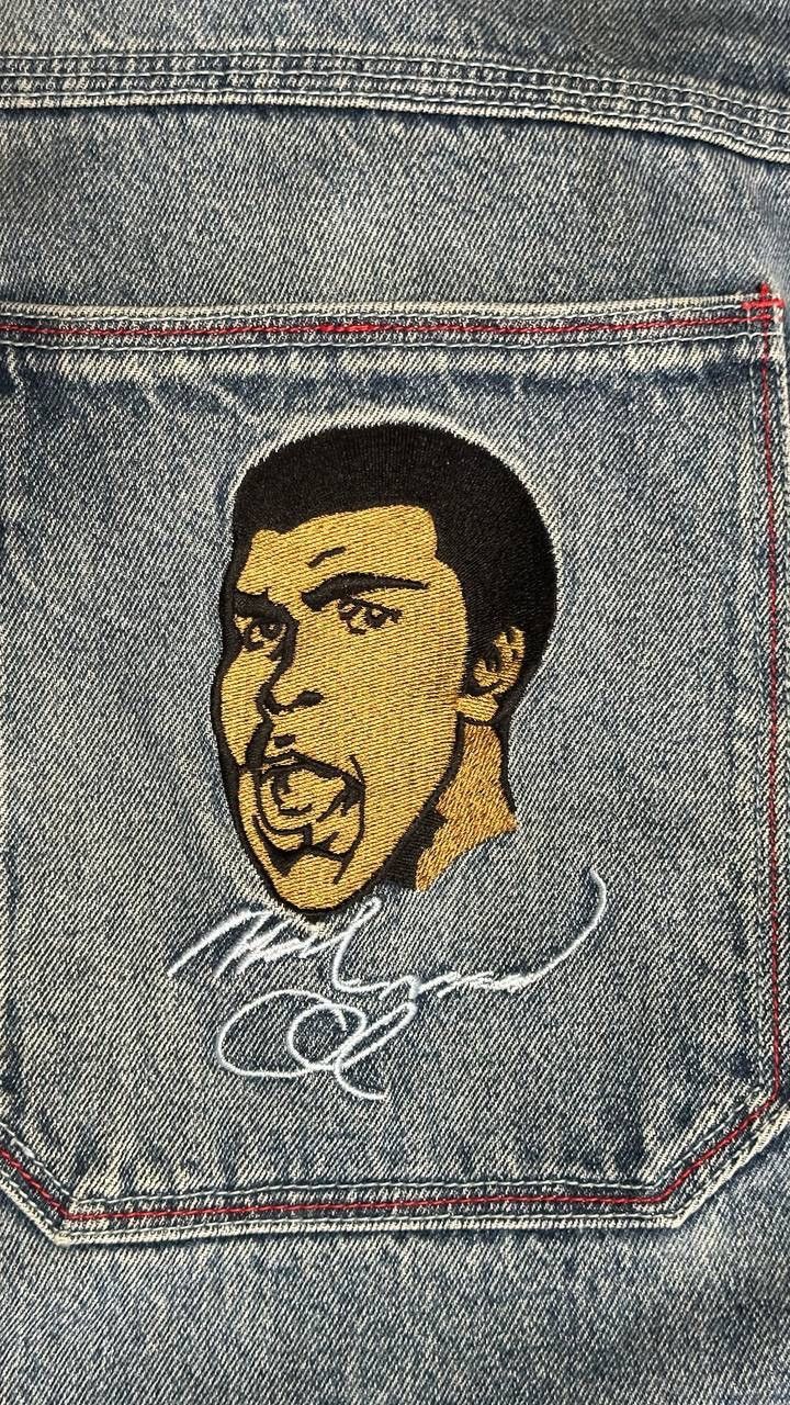 Fubu Y2K Platinum FUBU Muhammad Ali Baggy Embroidery Jeans Size US 36 / EU 52 - 8 Thumbnail