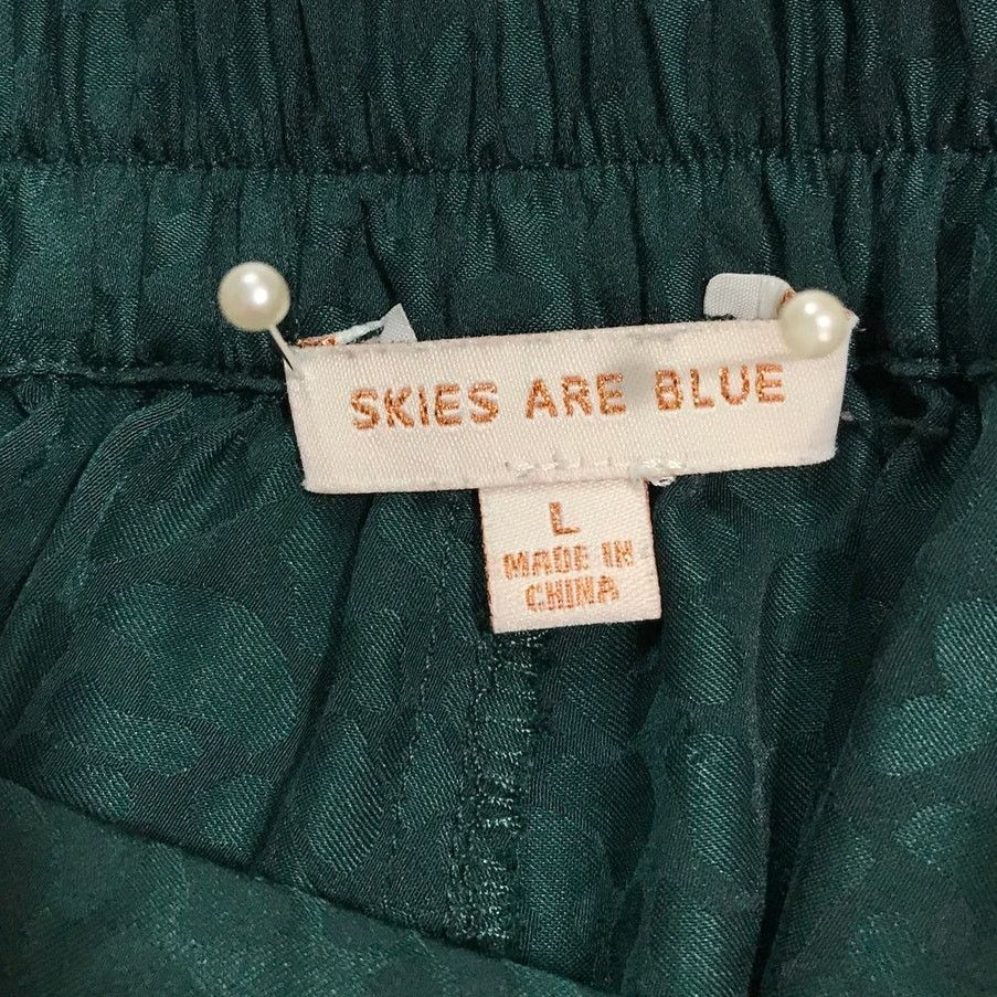 Other Skies Are Blue Retro Emerald Satin Finish Wide Leg Pants L Size 36" / US 14 / IT 50 - 5 Thumbnail