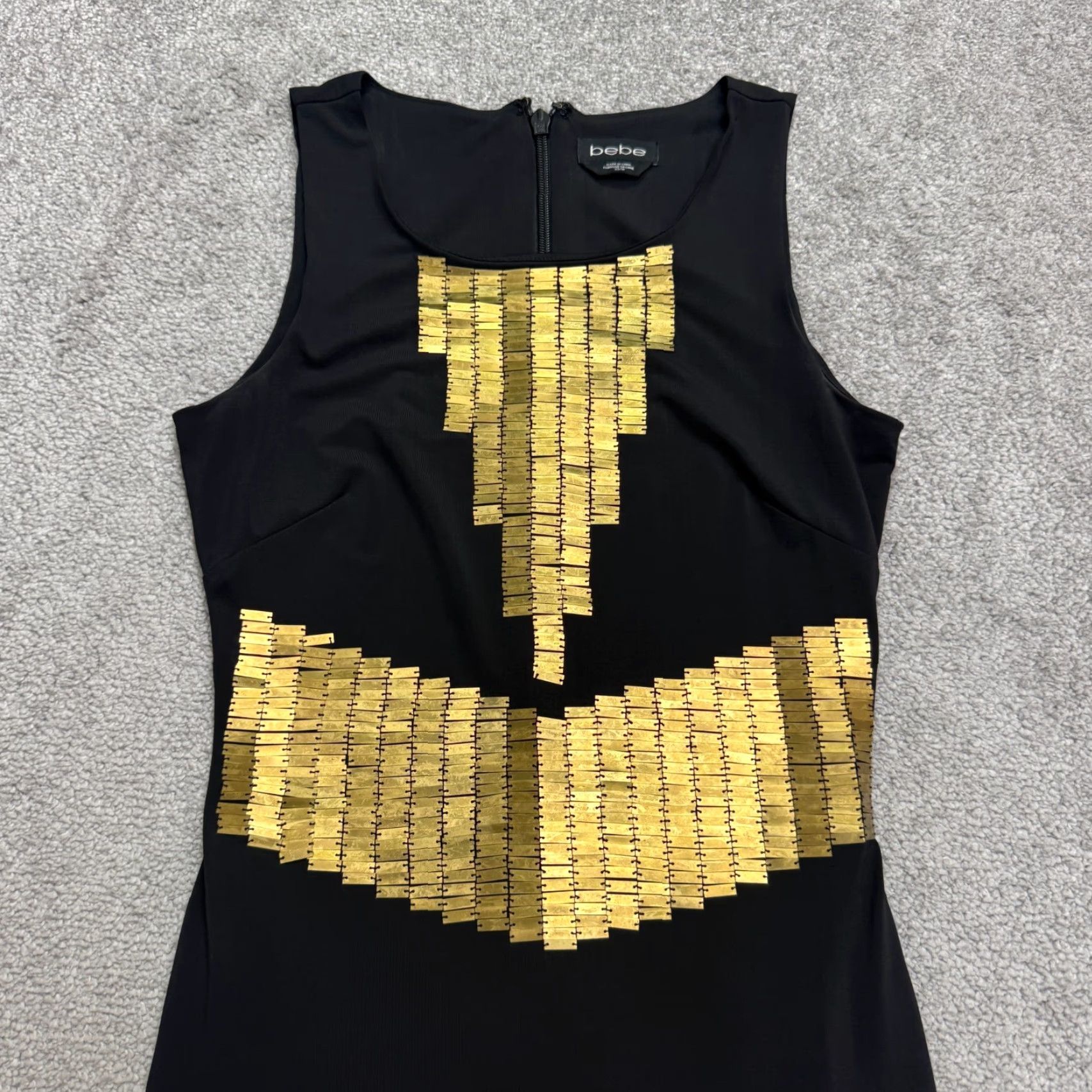 Bebe VINTAGE BeBe Embellished Gold Geometric Bodycon Dress Womens XS Black Sleeveless Stretch Size XS / US 0-2 / IT 36-38 - 5 Thumbnail